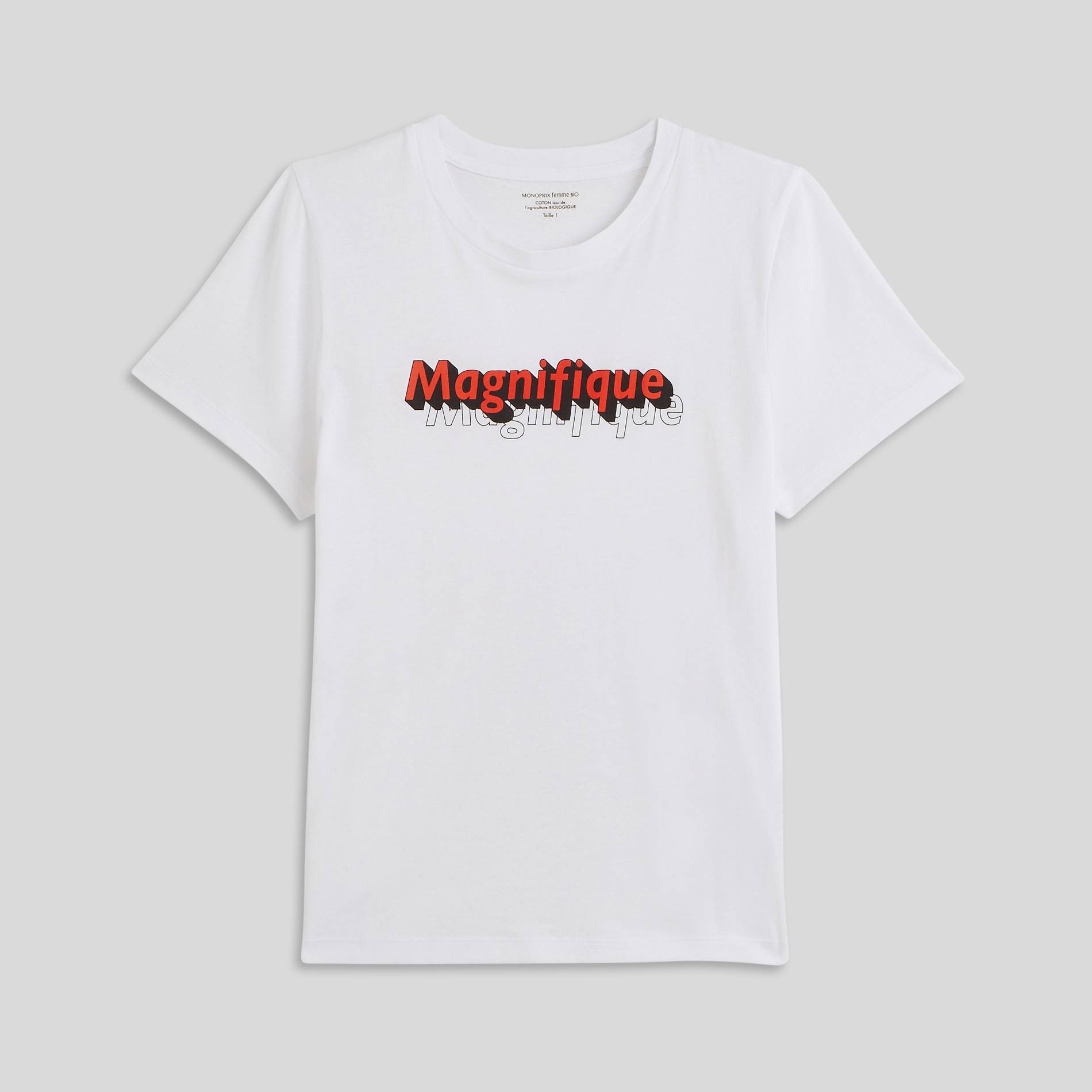 T-shirt manches courtes avec inscription, Blanc, large image number 2.0