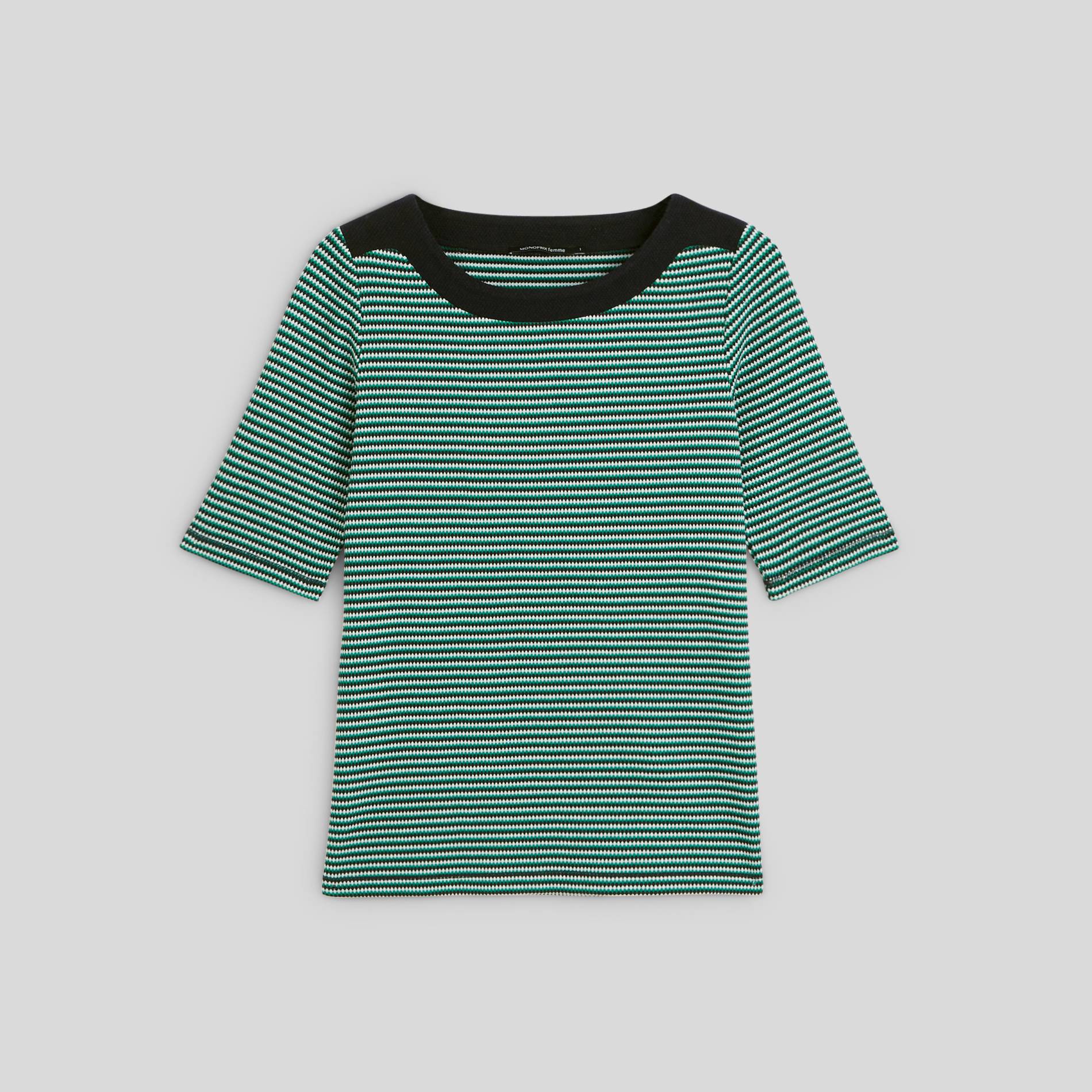 T-shirt jacquard manches courtes, Vert, large image number 2