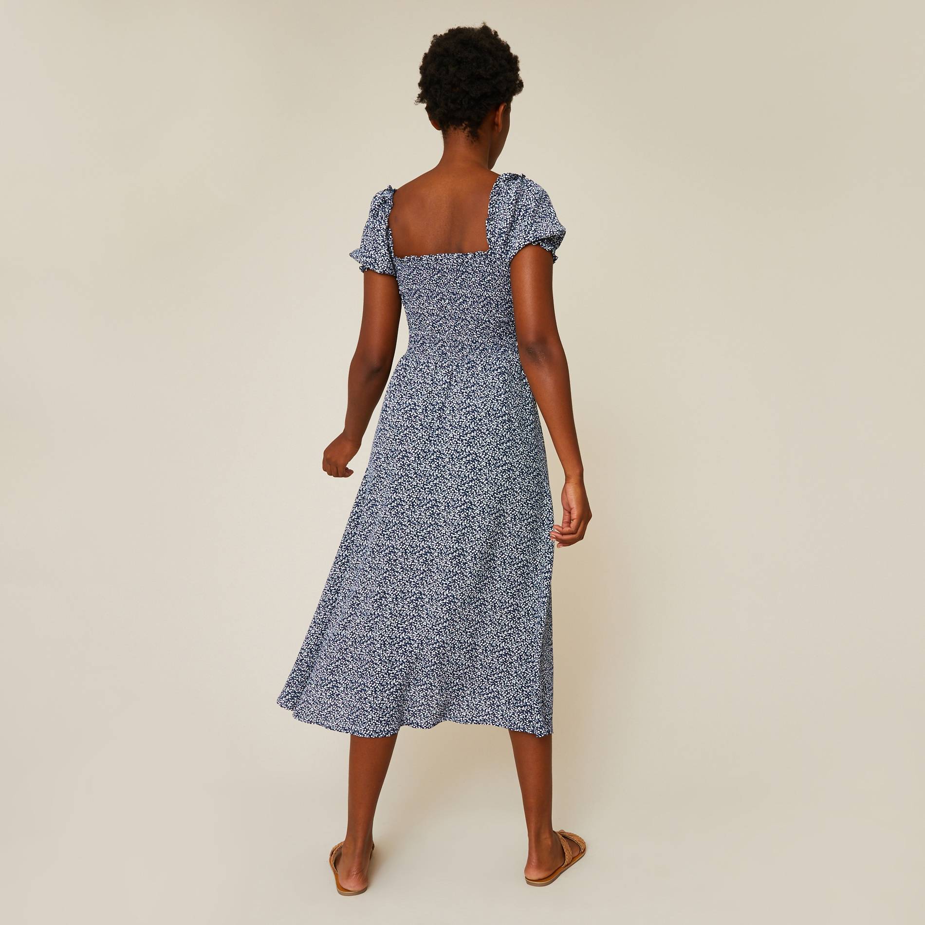 Robe smockée imprimé floral, Indigo, large image number 1.0