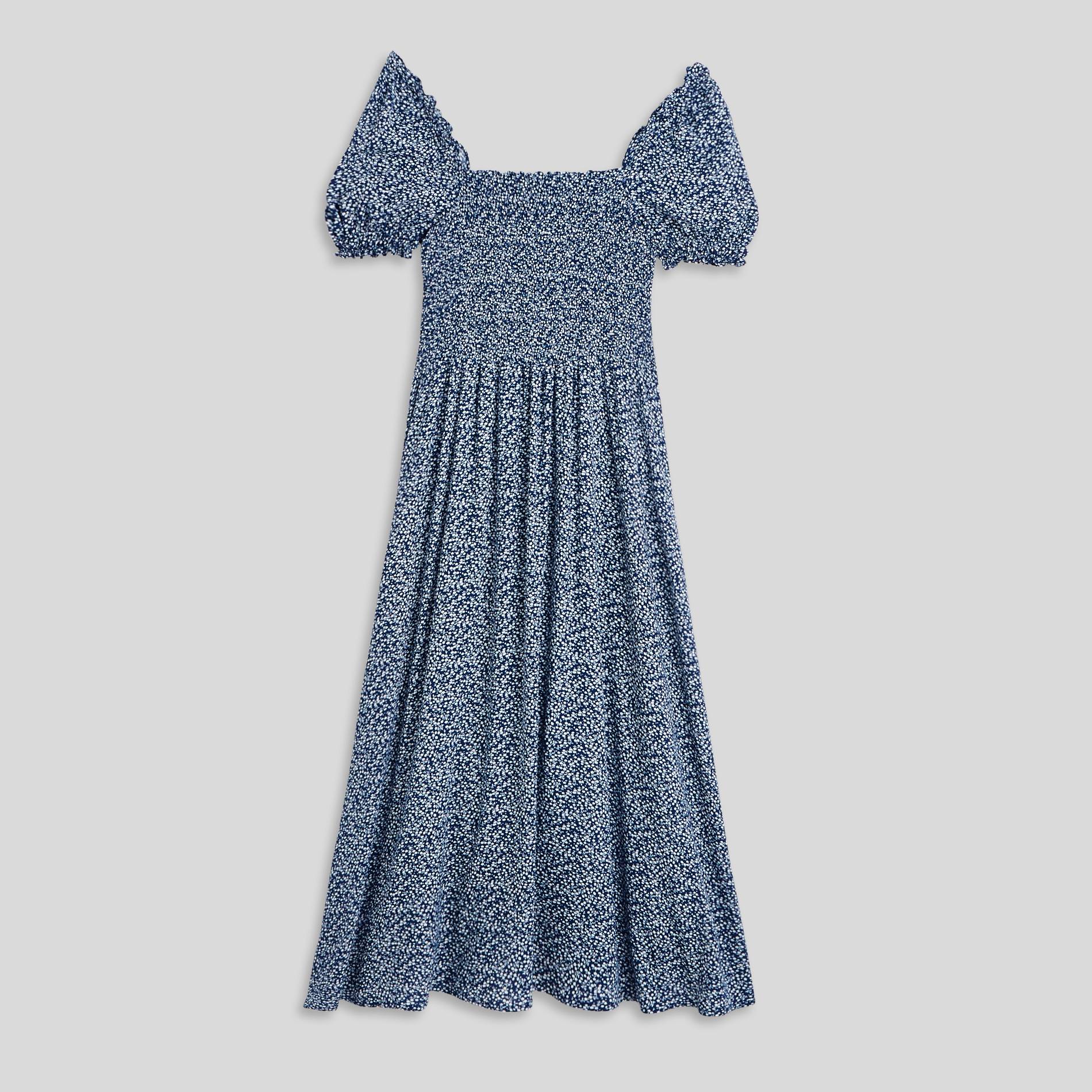 Robe smockée imprimé floral, Indigo, large image number 2.0