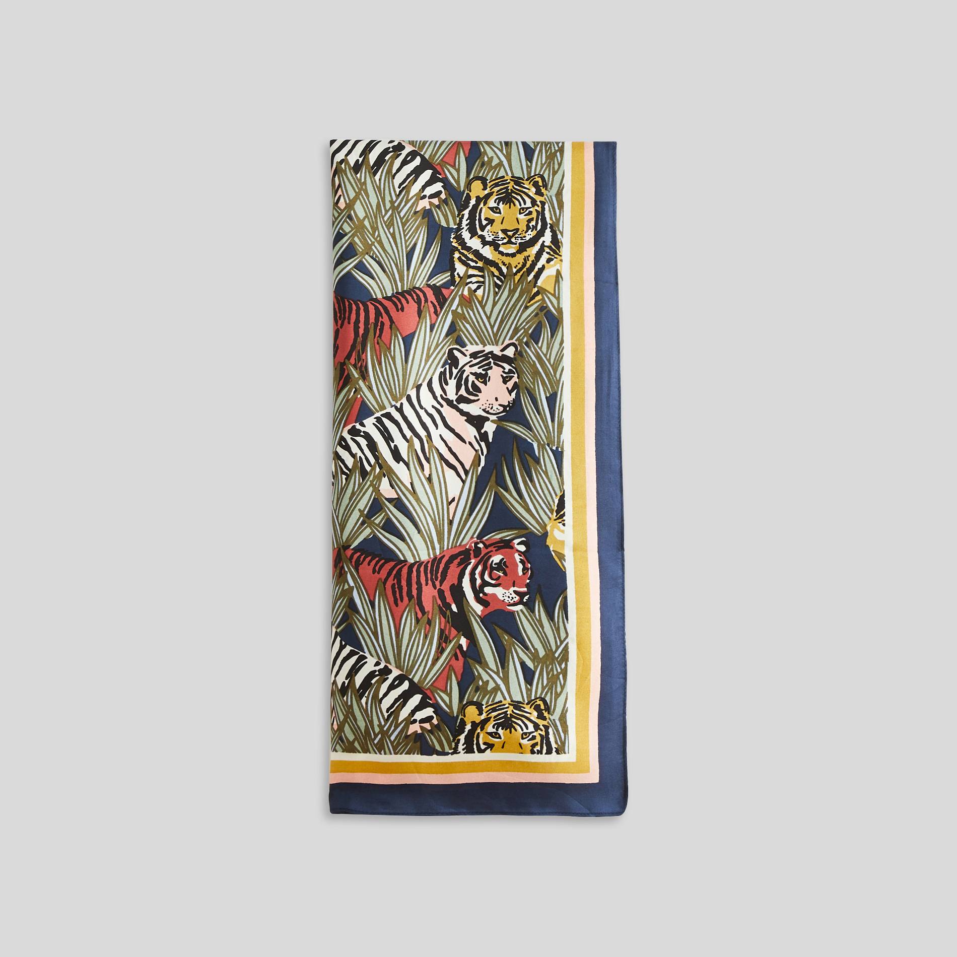 Foulard en soie, Bleu marine, large image number 1