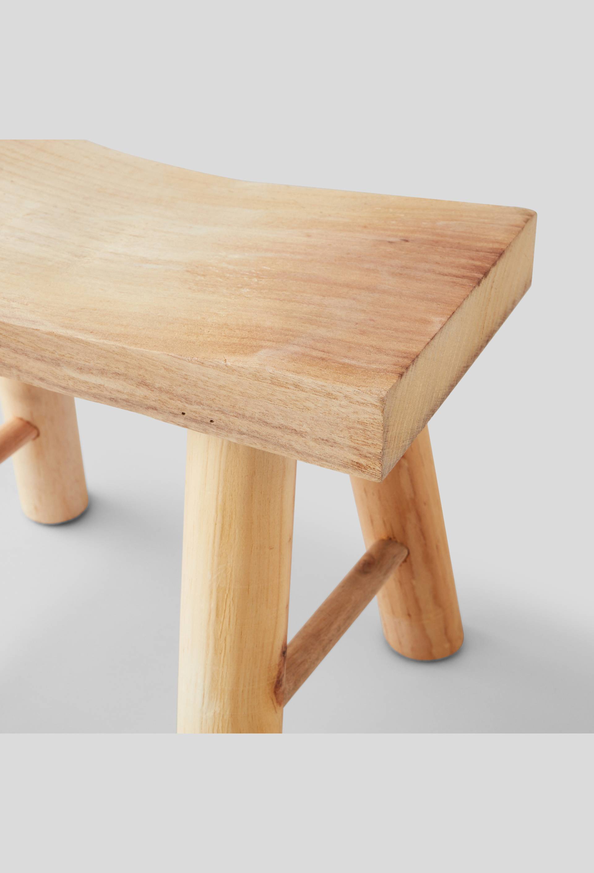 Tabouret, 36x29x30cm, en bois de paulownia, Beige clair, large image number 1