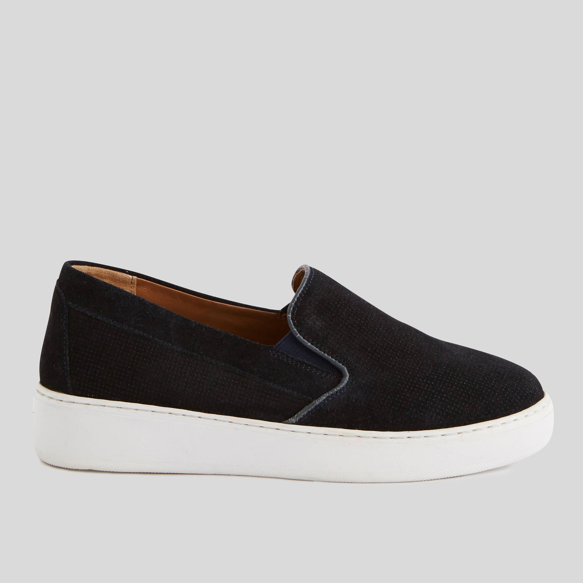 Slipper en cuir perforé, Bleu marine, large image number 0