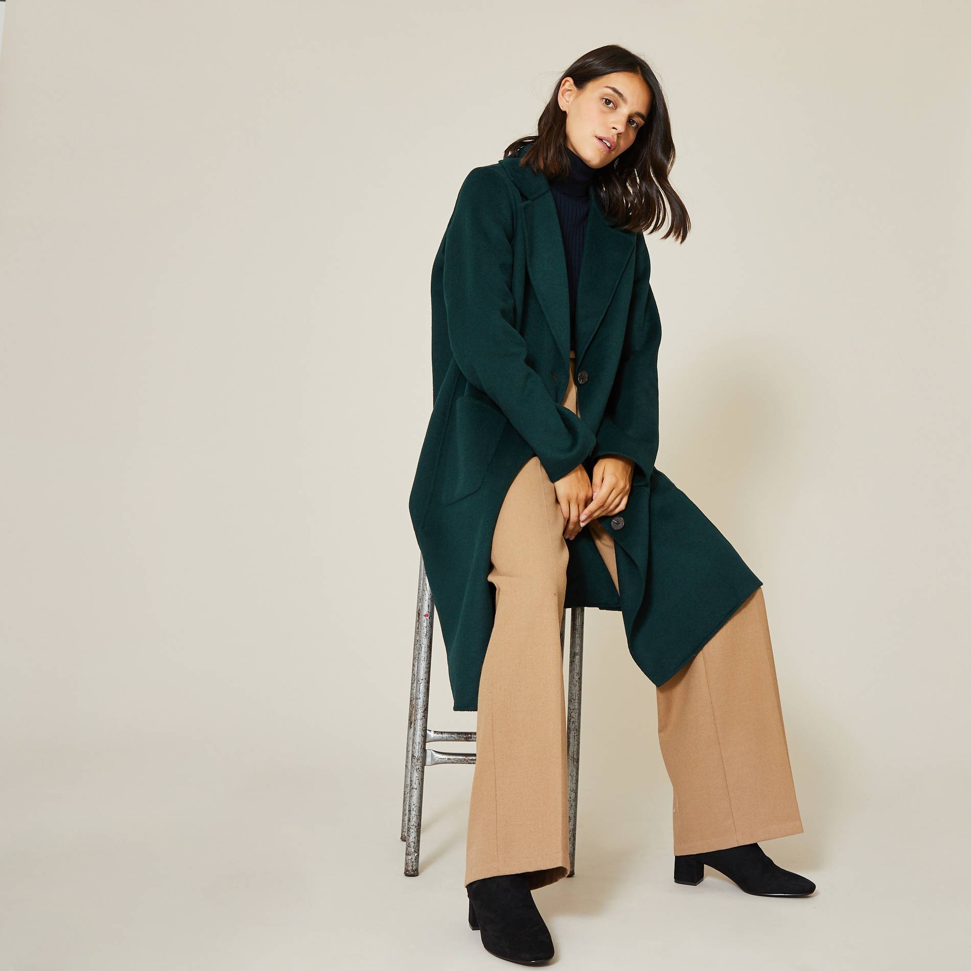 Manteau en laine double face, Vert foncé, large image number 0