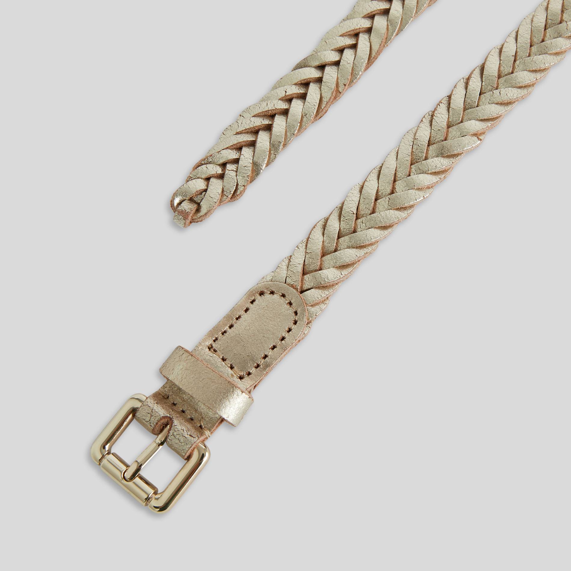 Ceinture en cuir tressé 2 cm, Or, large image number 1