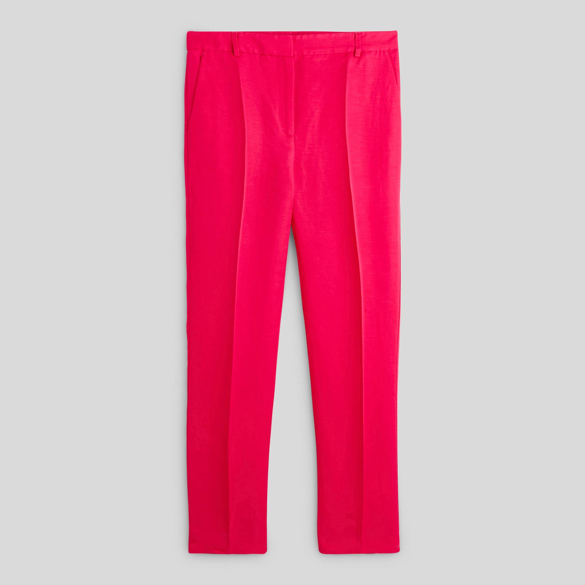 Pantalon pli cassé en lin, Fuchsia, large image number 2