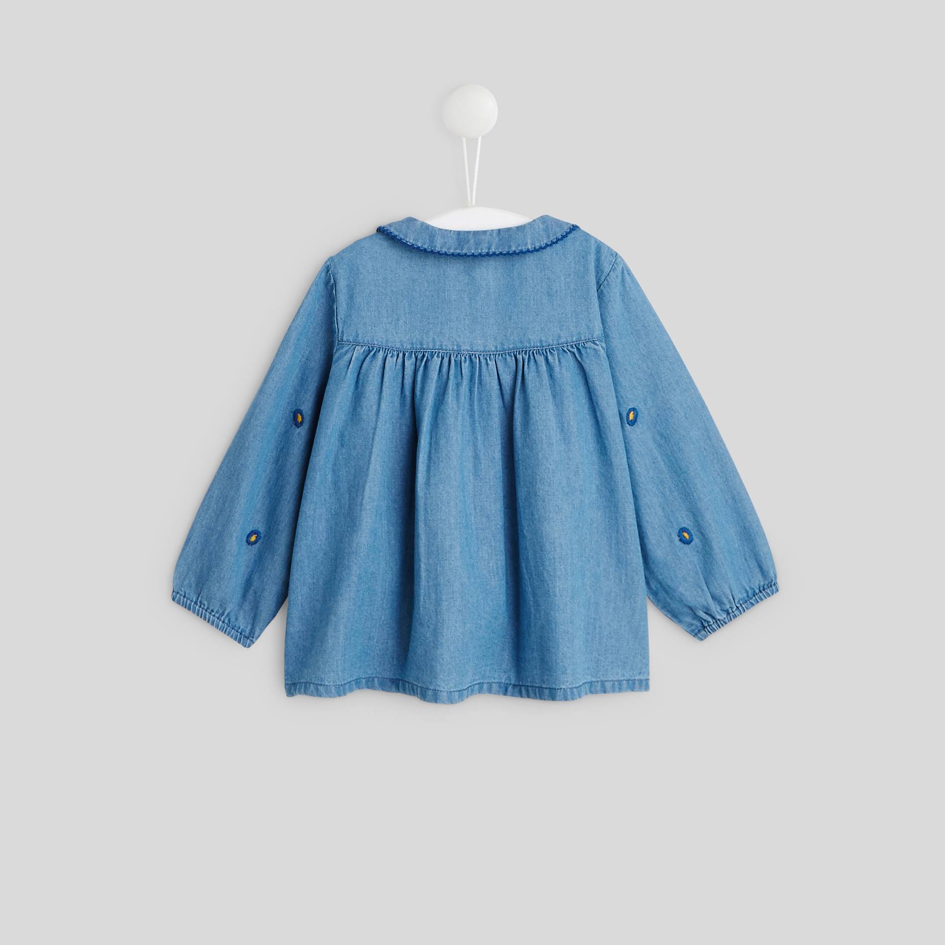 Blouse col brodé, Bleu gris, large image number 1
