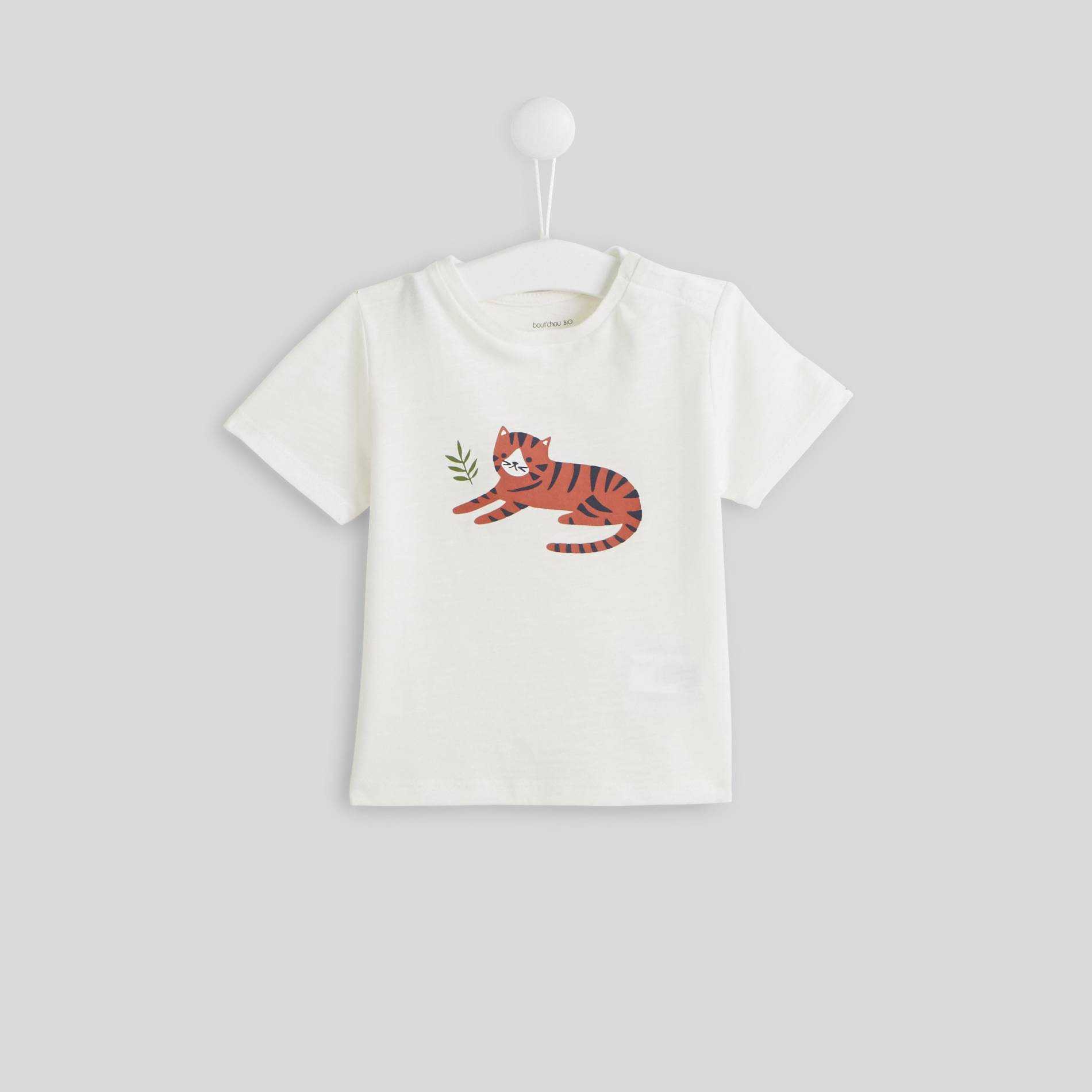 T-shirt manches courtes imprimé en coton BIO, Blanc, large image number 1.0