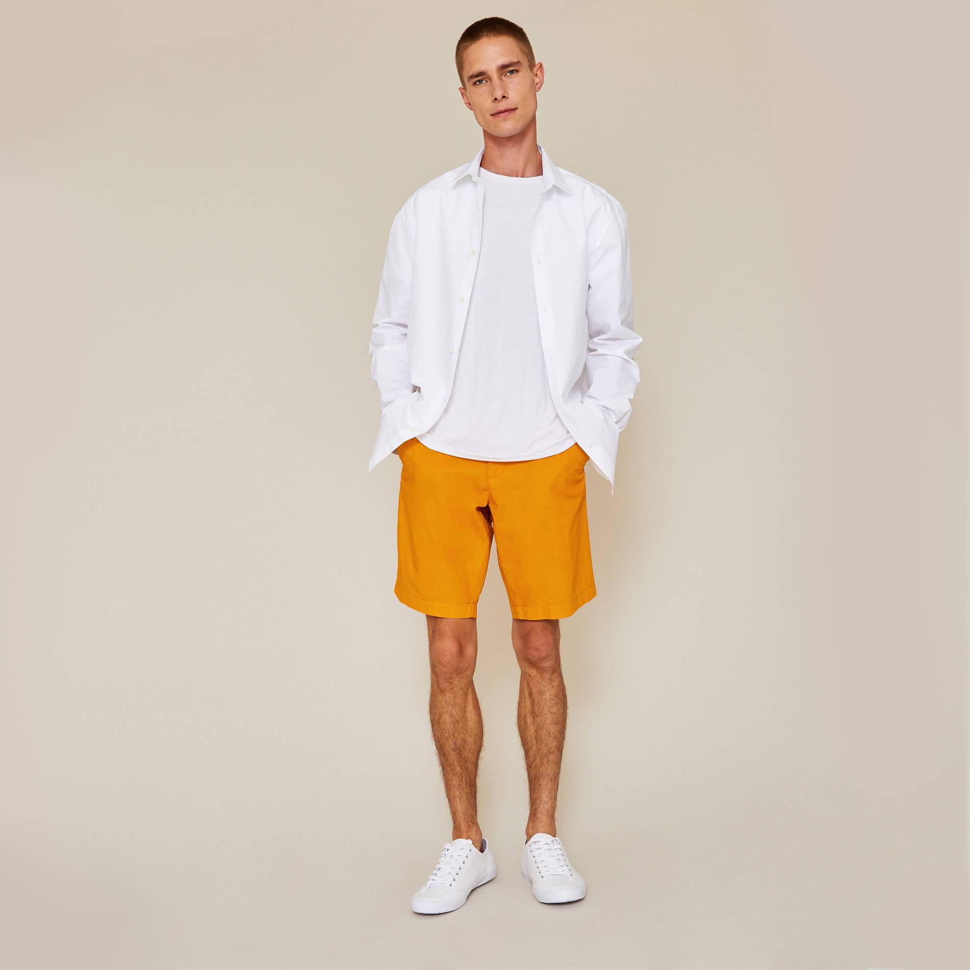 Bermuda coupe straight en coton BIO, Safran, large image number 0