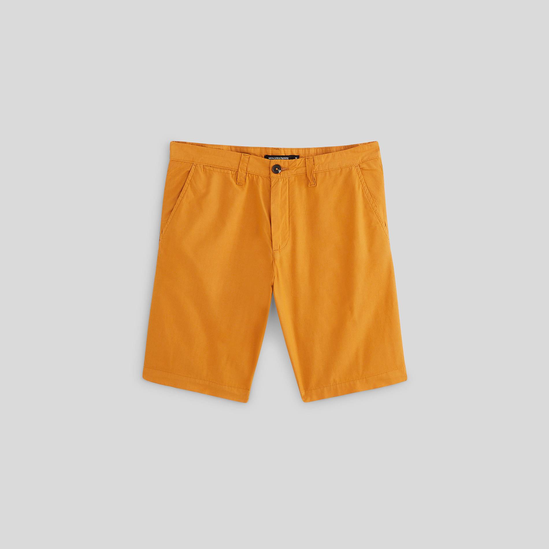 Bermuda coupe straight en coton BIO, Safran, large image number 2.0