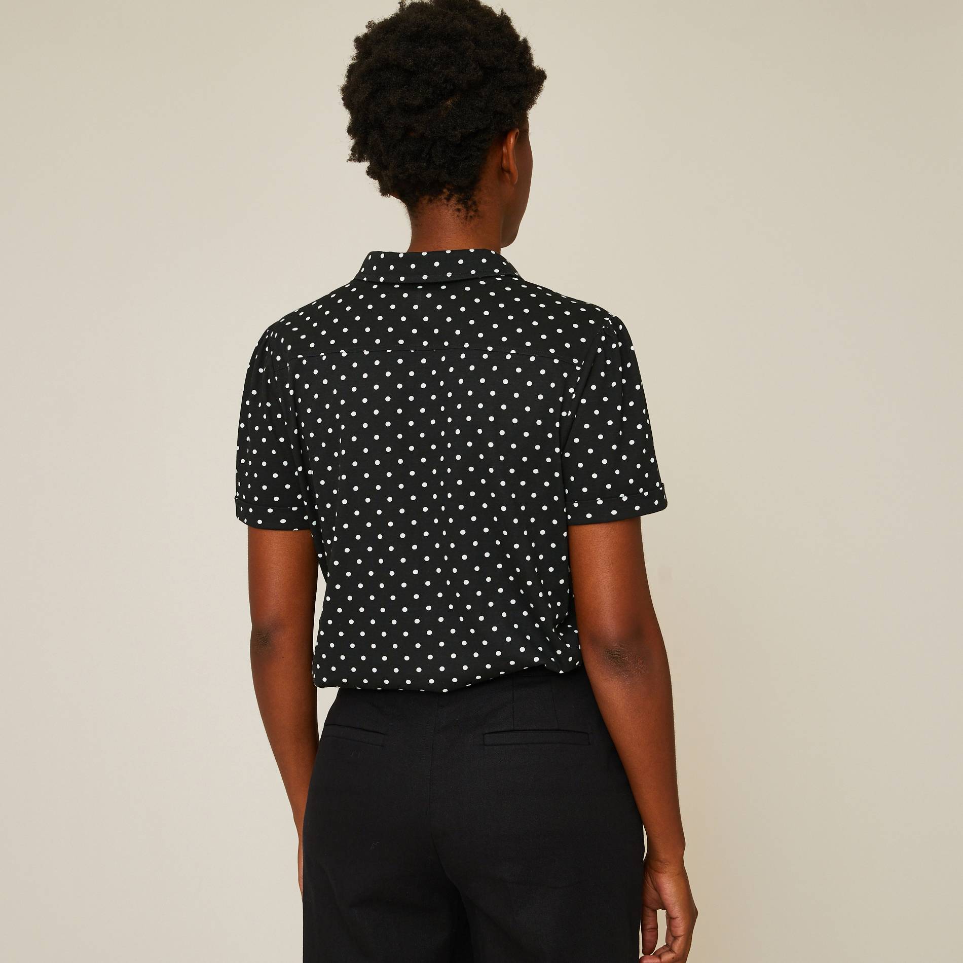 T-shirt chemise à pois en coton BIO, Noir, large image number 1.0