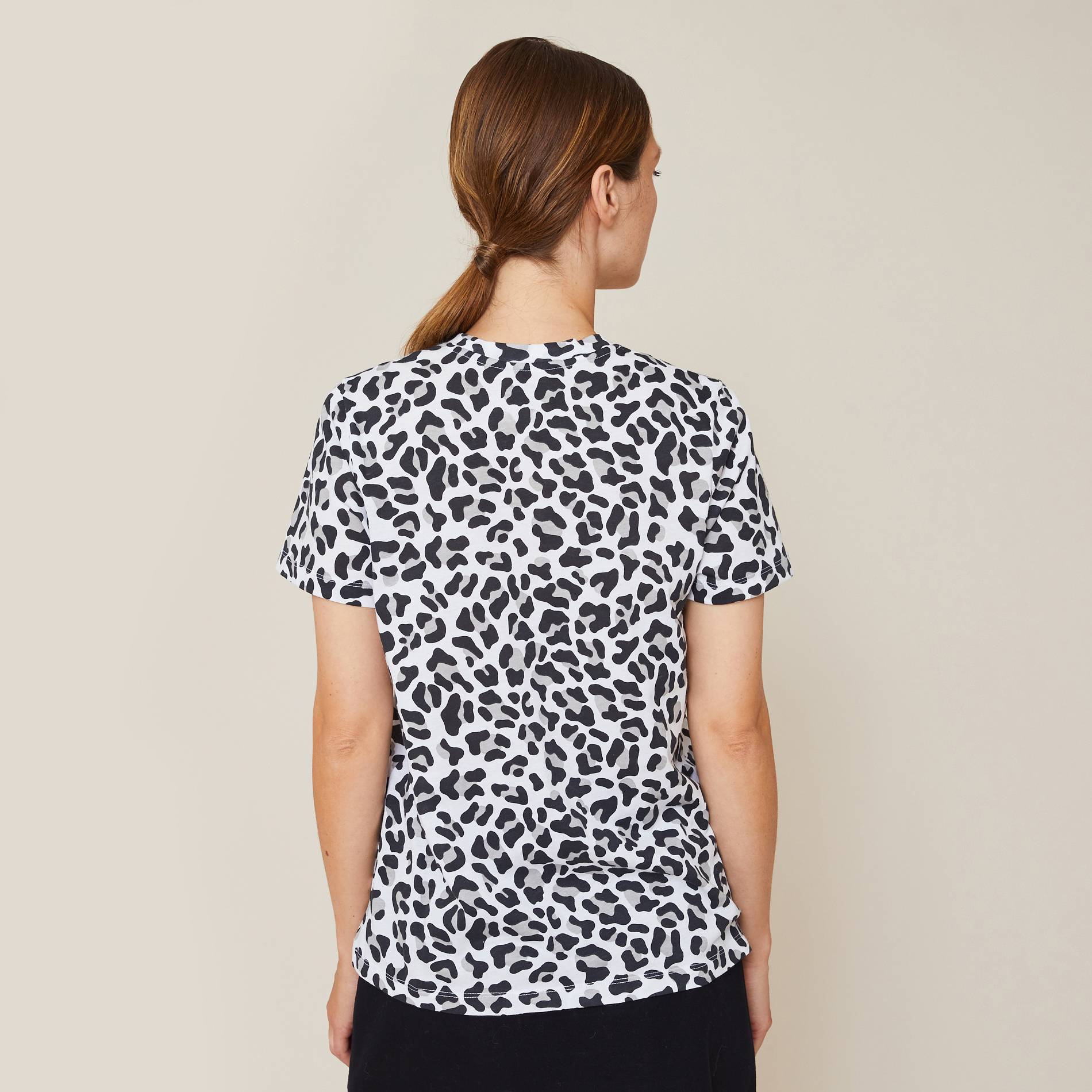 T-shirt imprimé léopard en coton BIO, Blanc, large image number 1