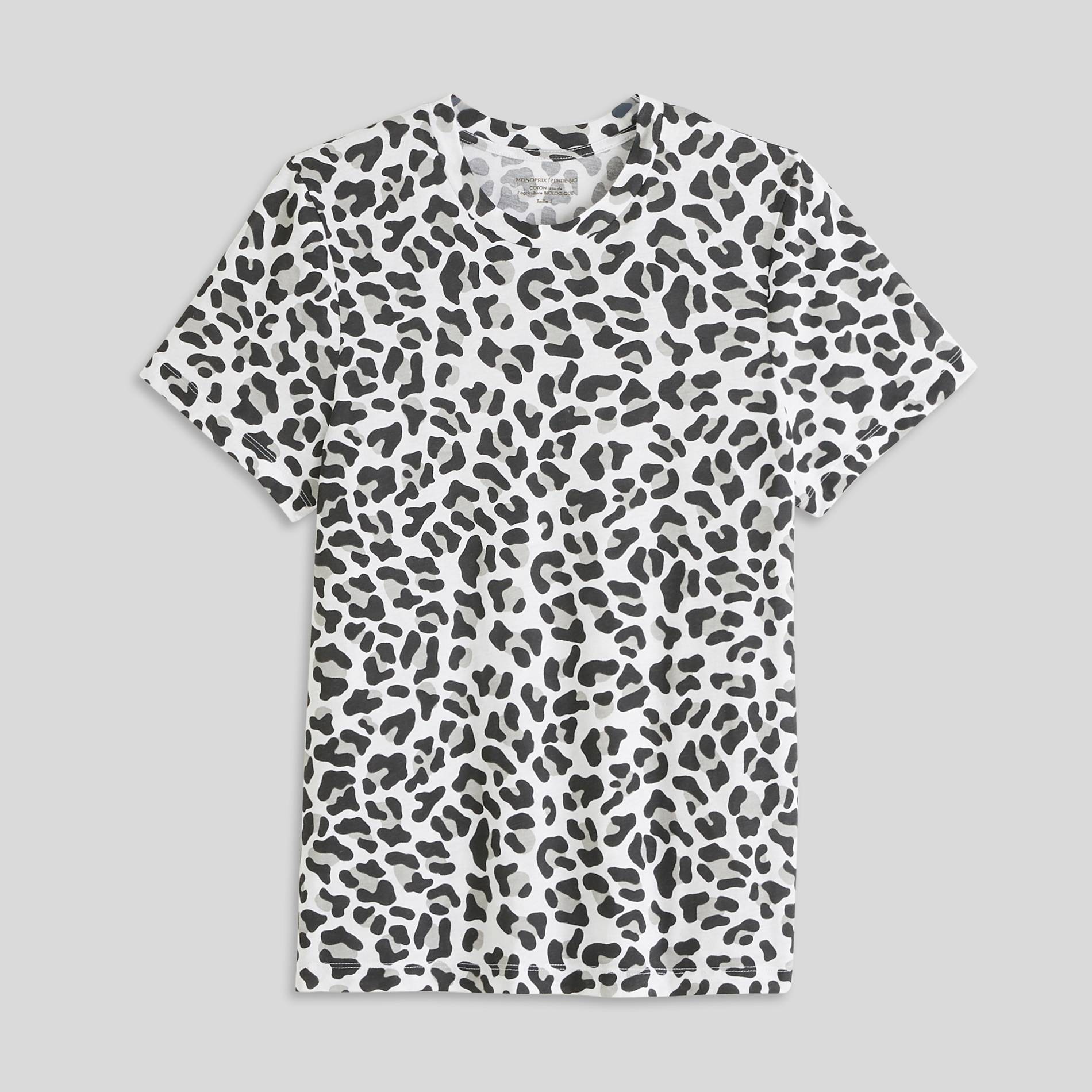 T-shirt imprimé léopard en coton BIO, Blanc, large image number 2.0