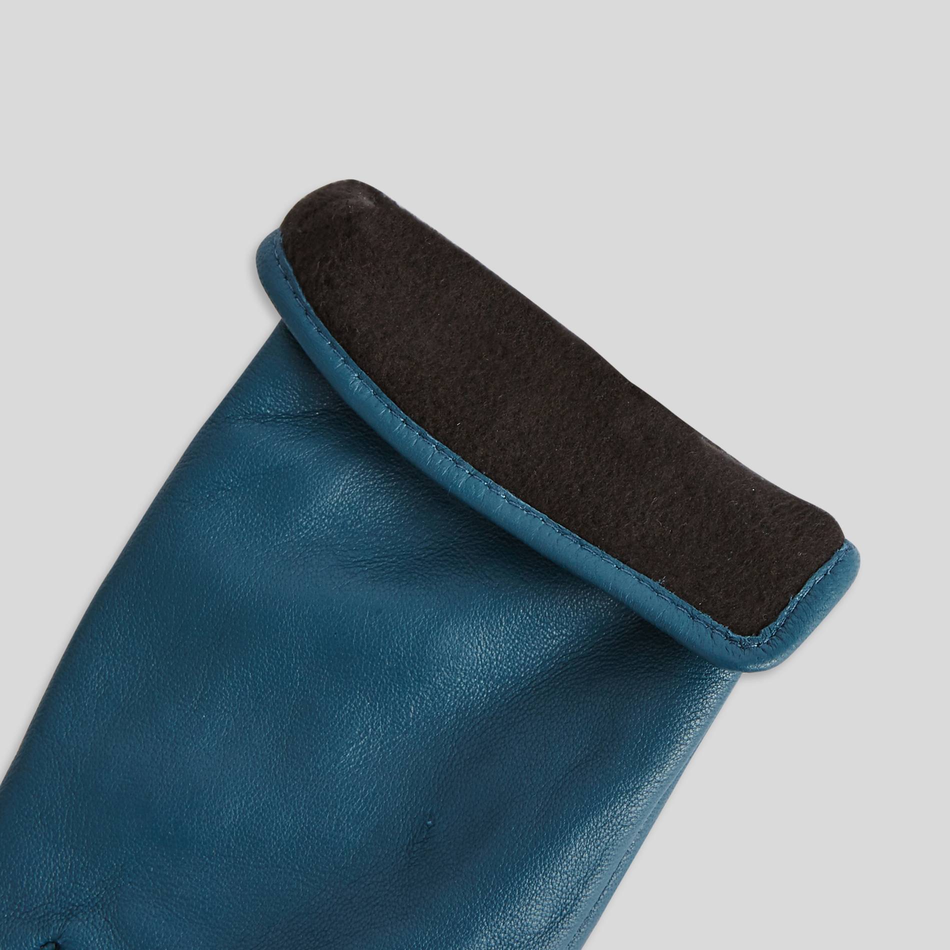 Gants en cuir unis, Bleu canard, large image number 1.0