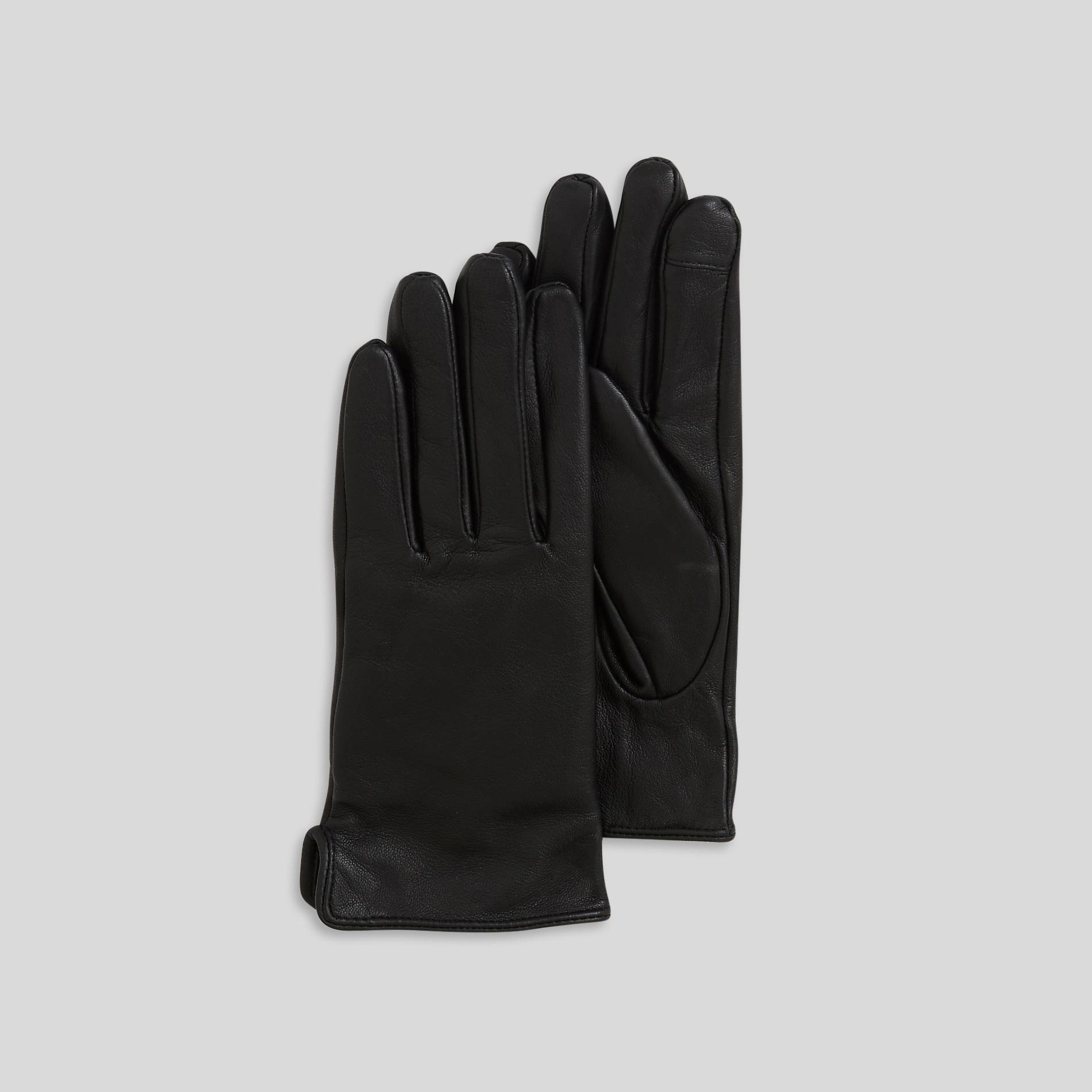 Gants en cuir unis, Noir, large image number 0