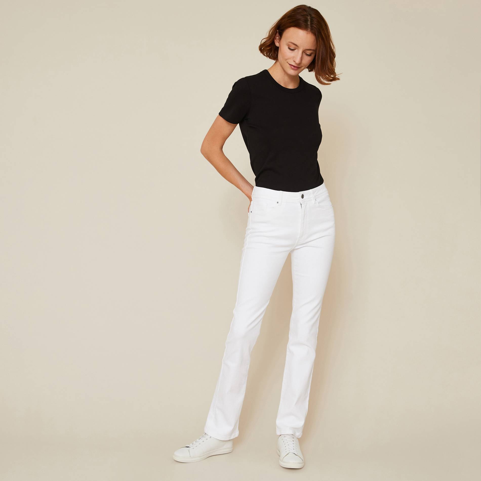 Jean droit blanc, Blanc, large image number 0