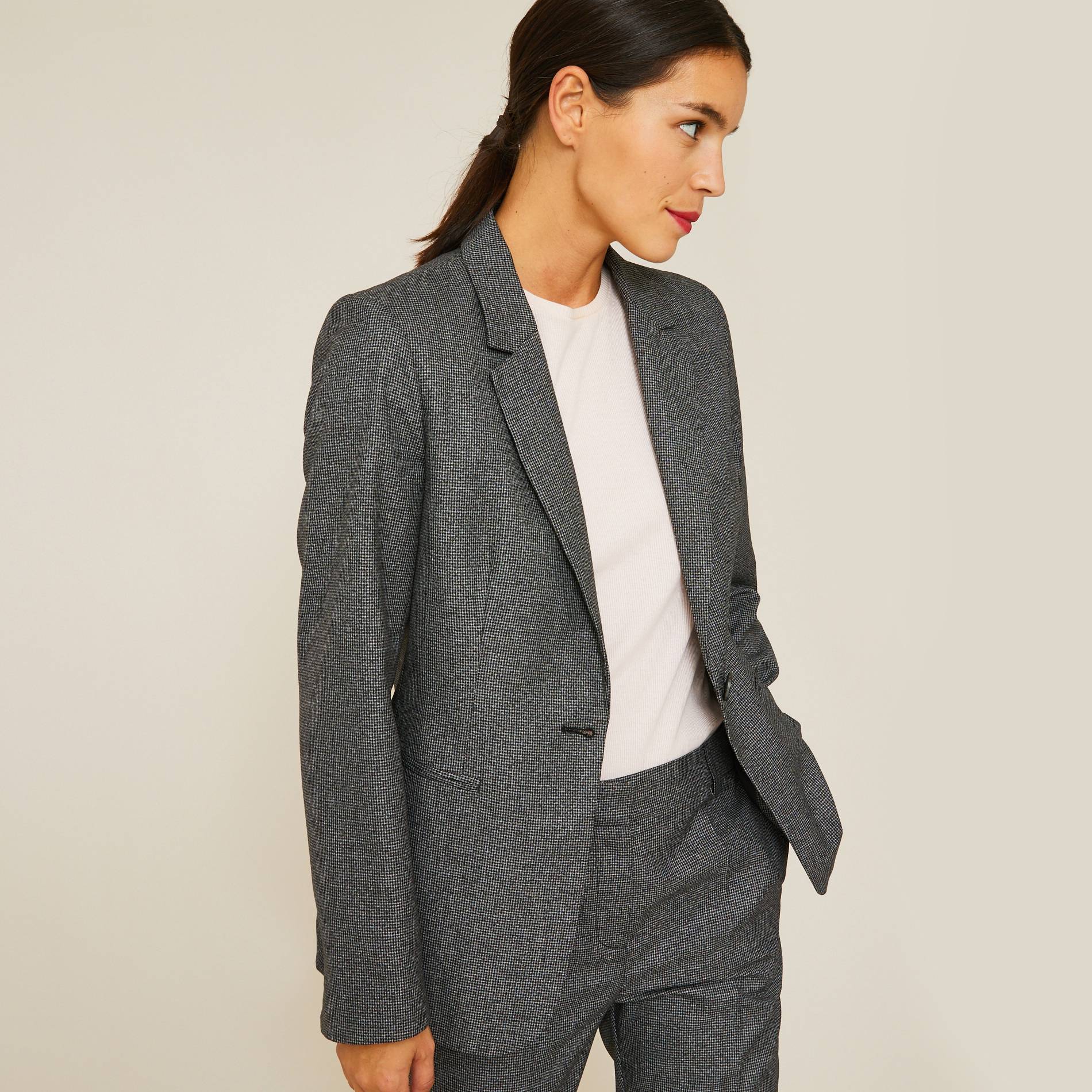 Veste blazer à carreaux, Gris foncé, large image number 0