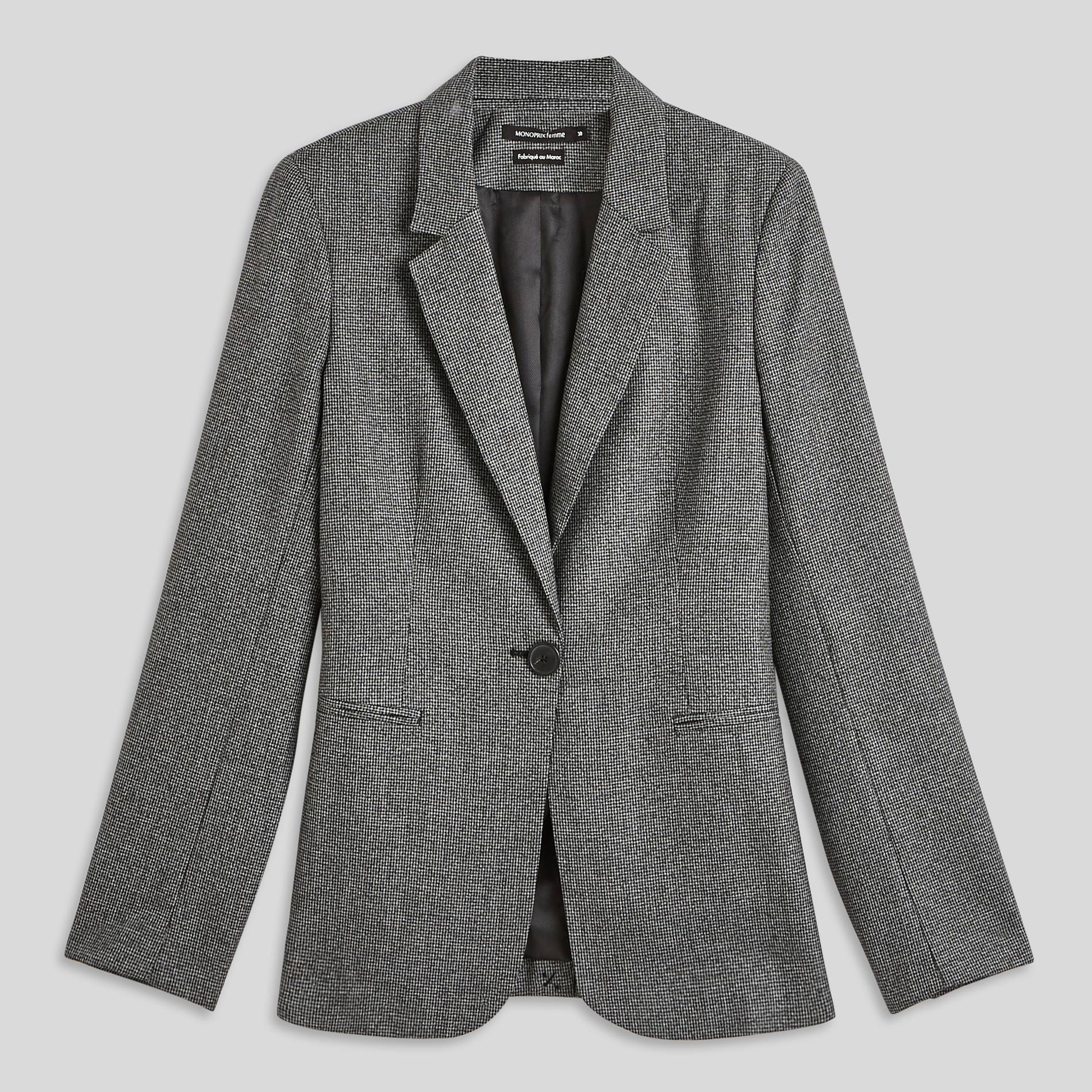 Veste blazer à carreaux, Gris foncé, large image number 2