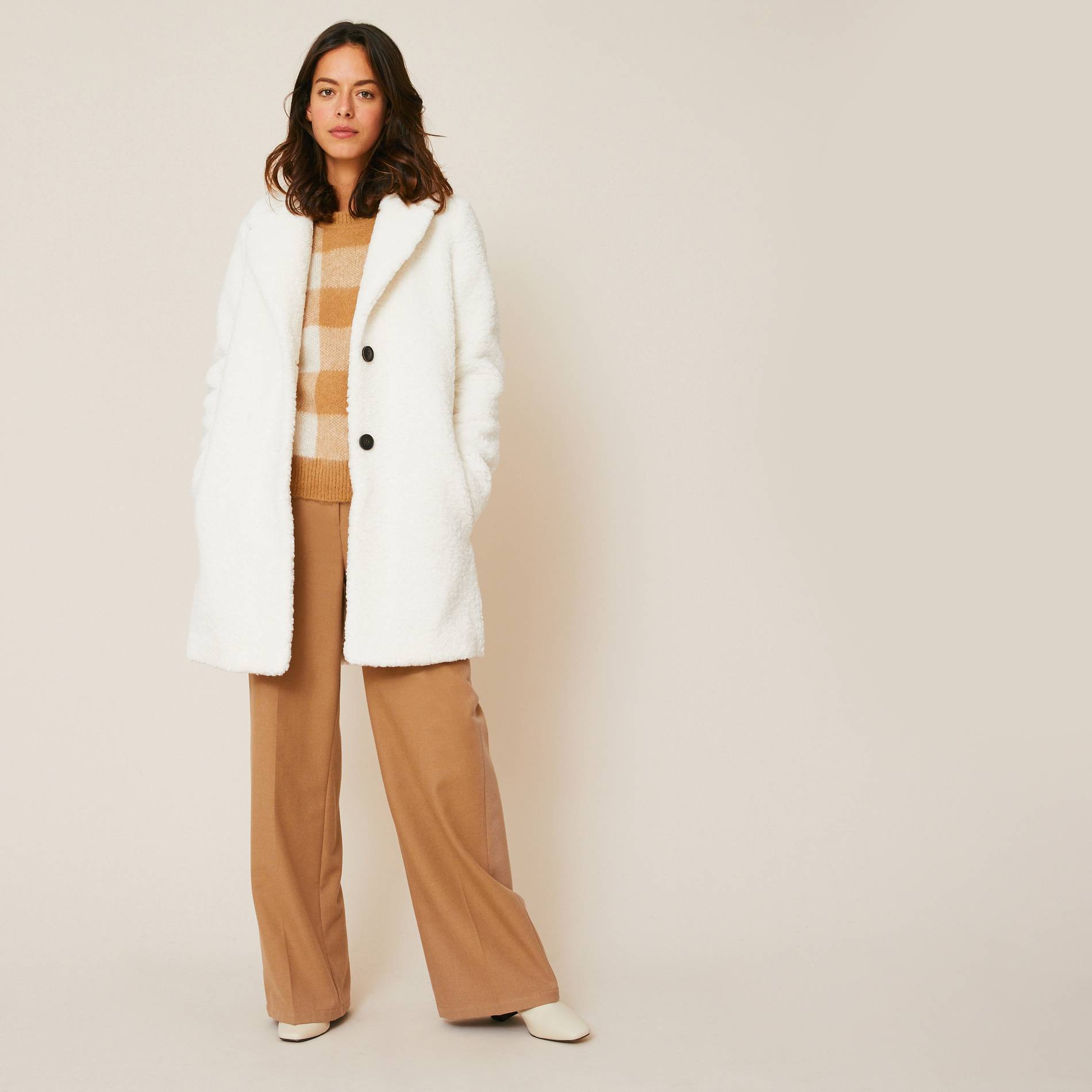 Manteau long sherpa, Ecru, large image number 0