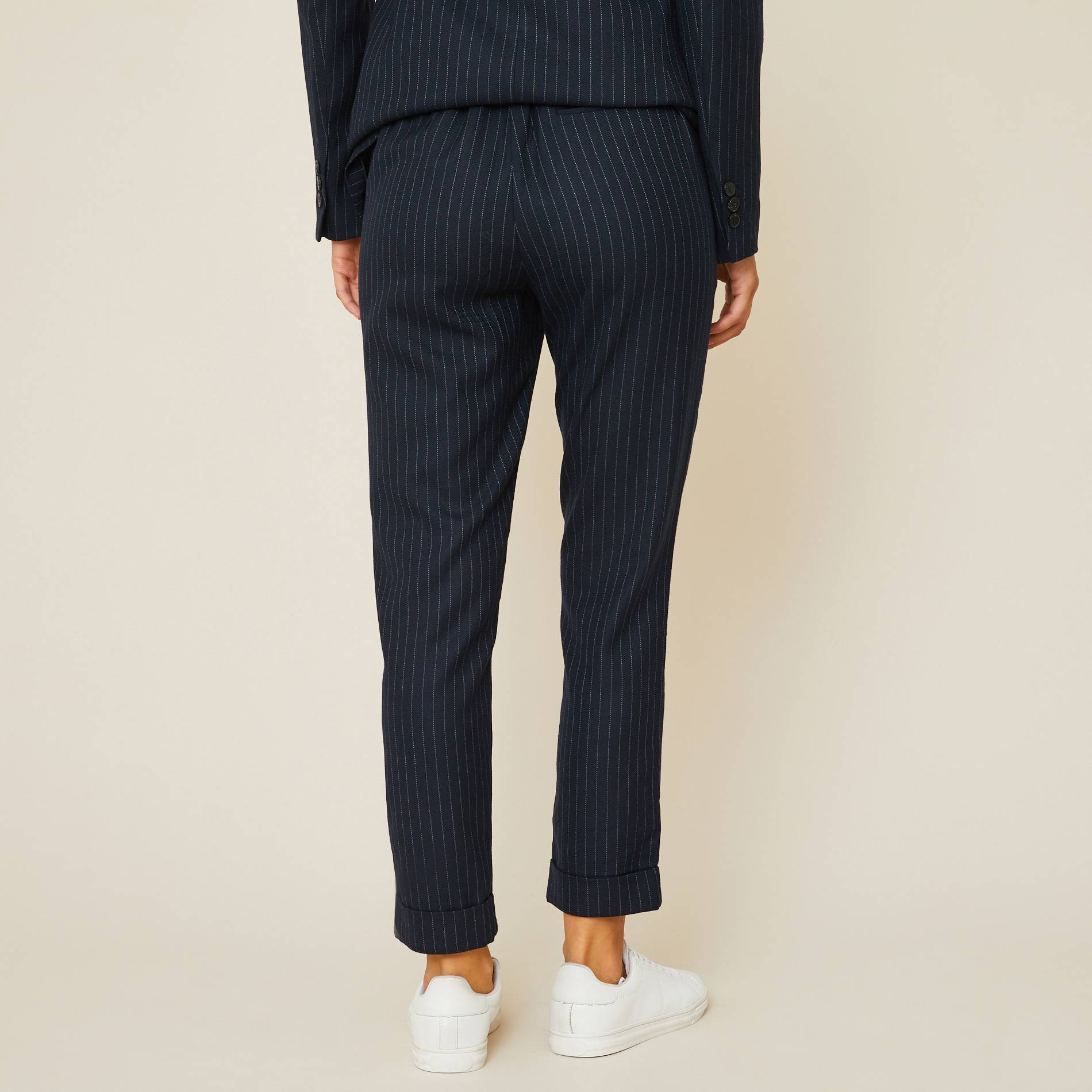 Pantalon tailleur rayé, Bleu marine, large image number 1
