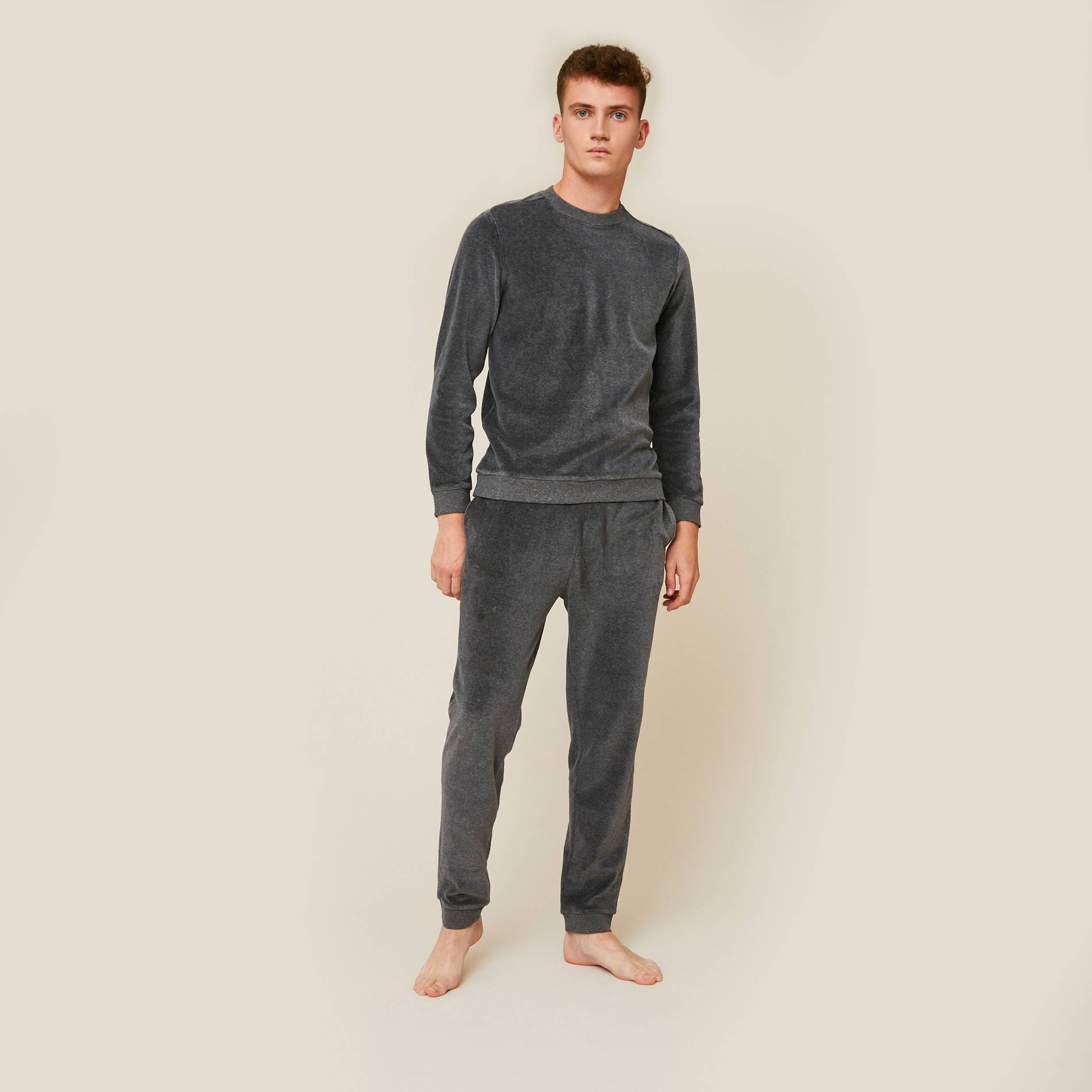 Pyjama en velours, Gris moyen, large image number 0.0