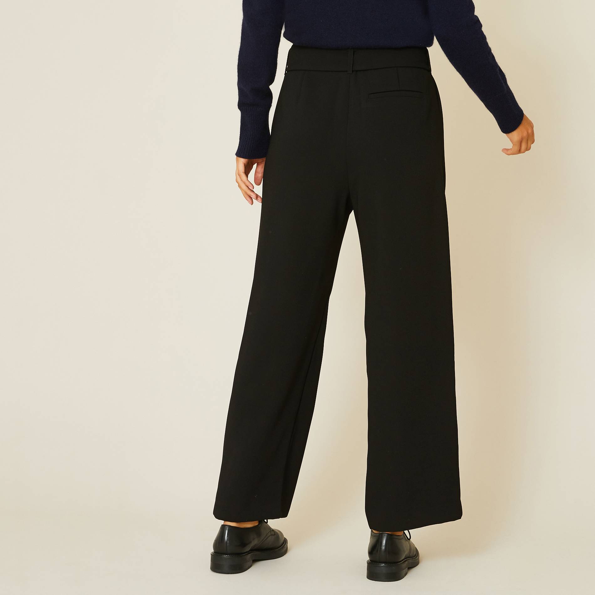 Pantalon taille haute ceinturé, Noir, large image number 1
