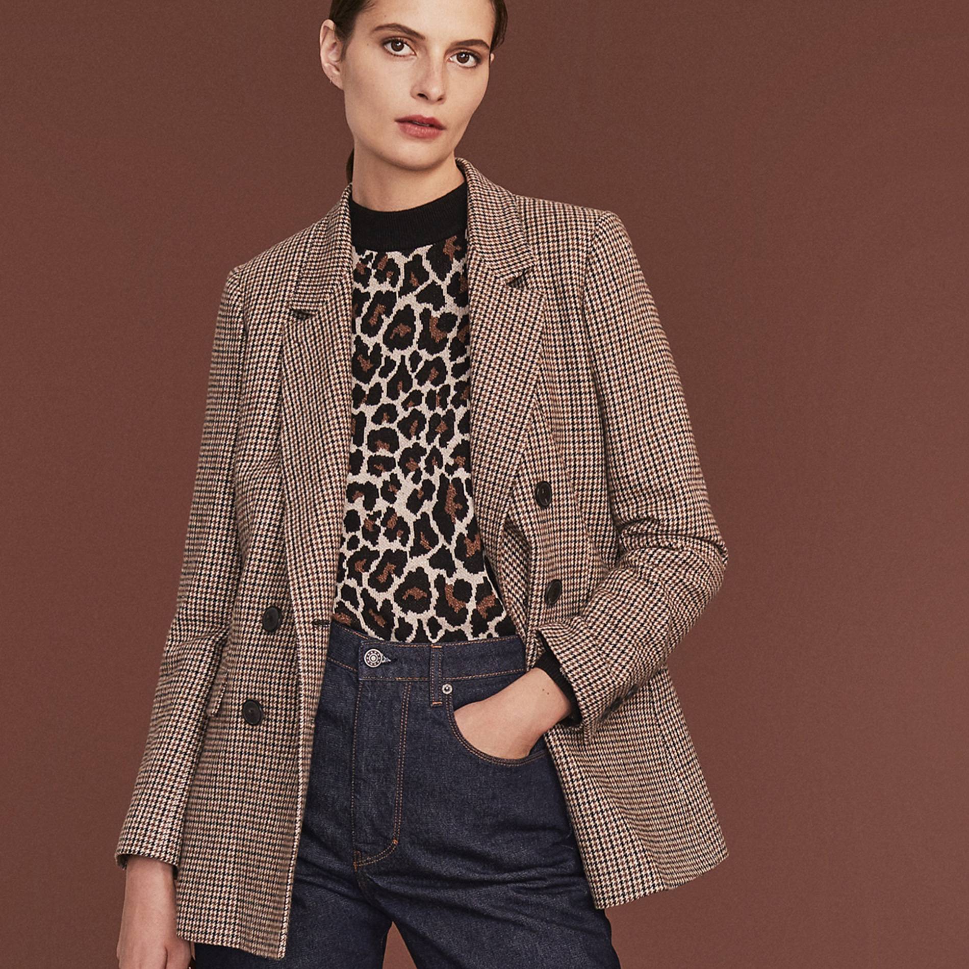 Veste à carreaux, Beige, large image number 0