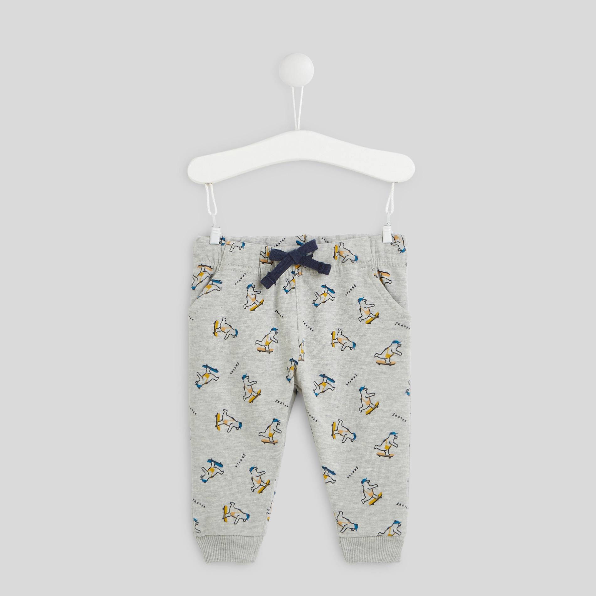 Pantalon molleton imprimé en coton BIO, Gris clair, large image number 0
