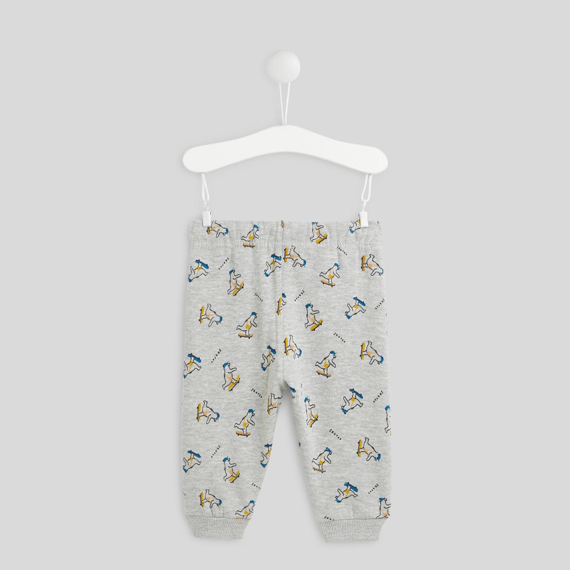 Pantalon molleton imprimé en coton BIO, Gris clair, large image number 1