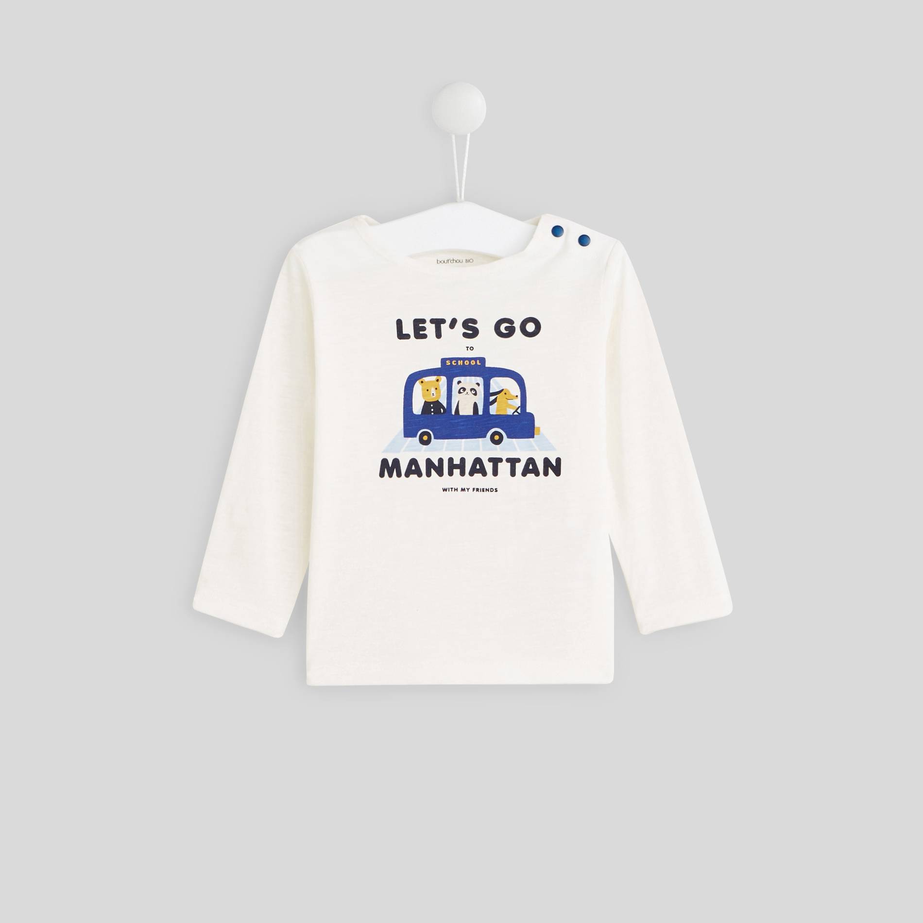 T-shirt manches longues imprimé en coton BIO, Ecru, large image number 0.0
