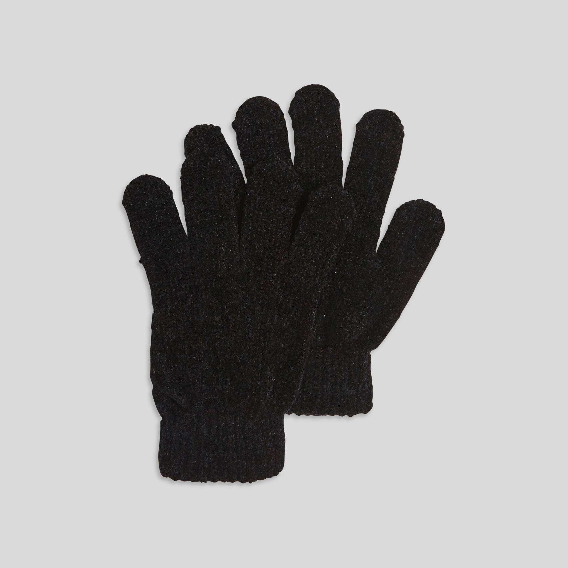 Gants maille chenille, Noir, large image number 0