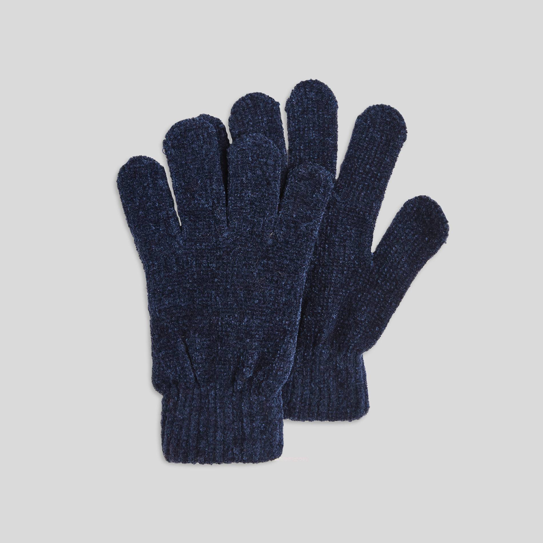 Gants maille chenille, Bleu marine, large image number 0