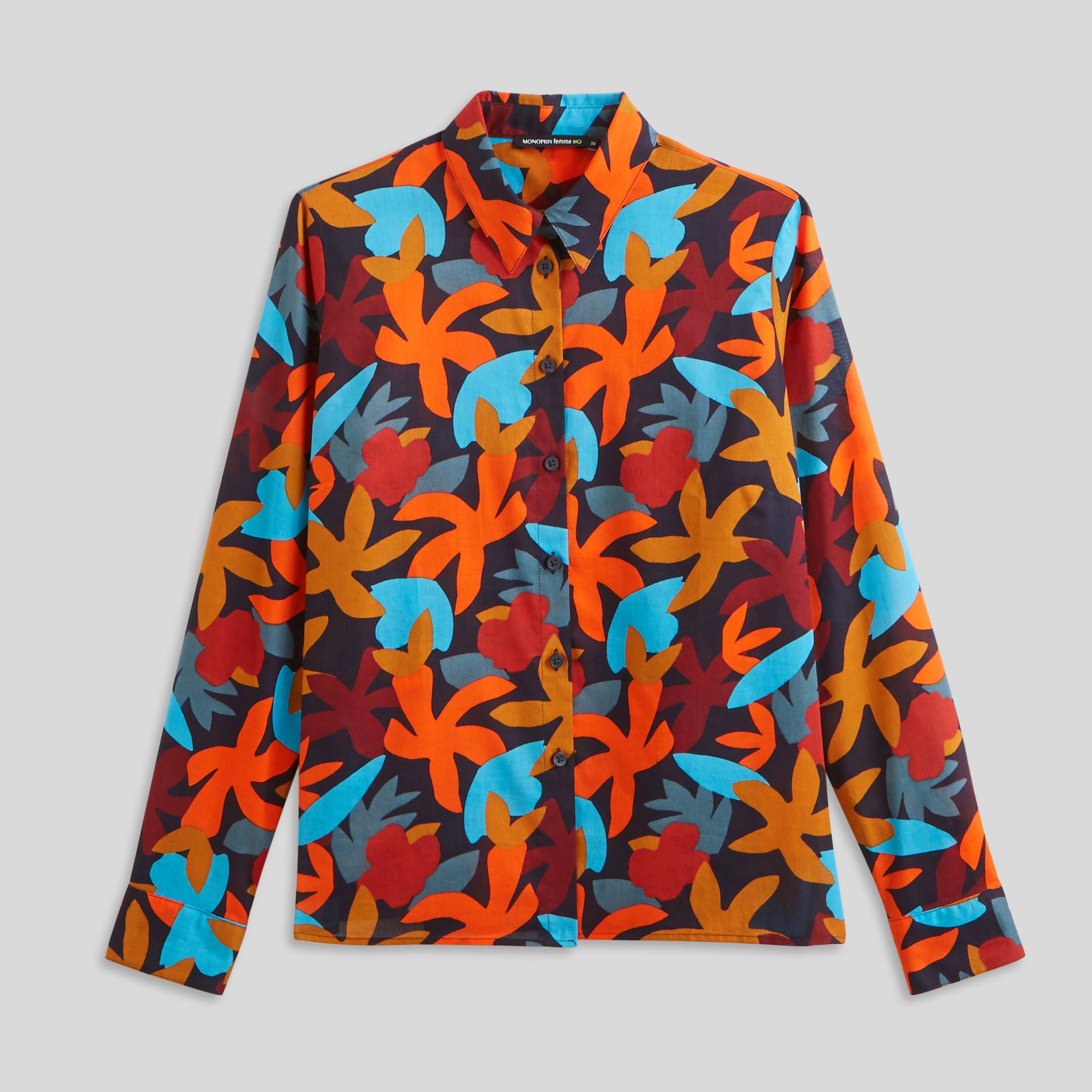Chemise imprimée en coton BIO, Bleu marine, large image number 2