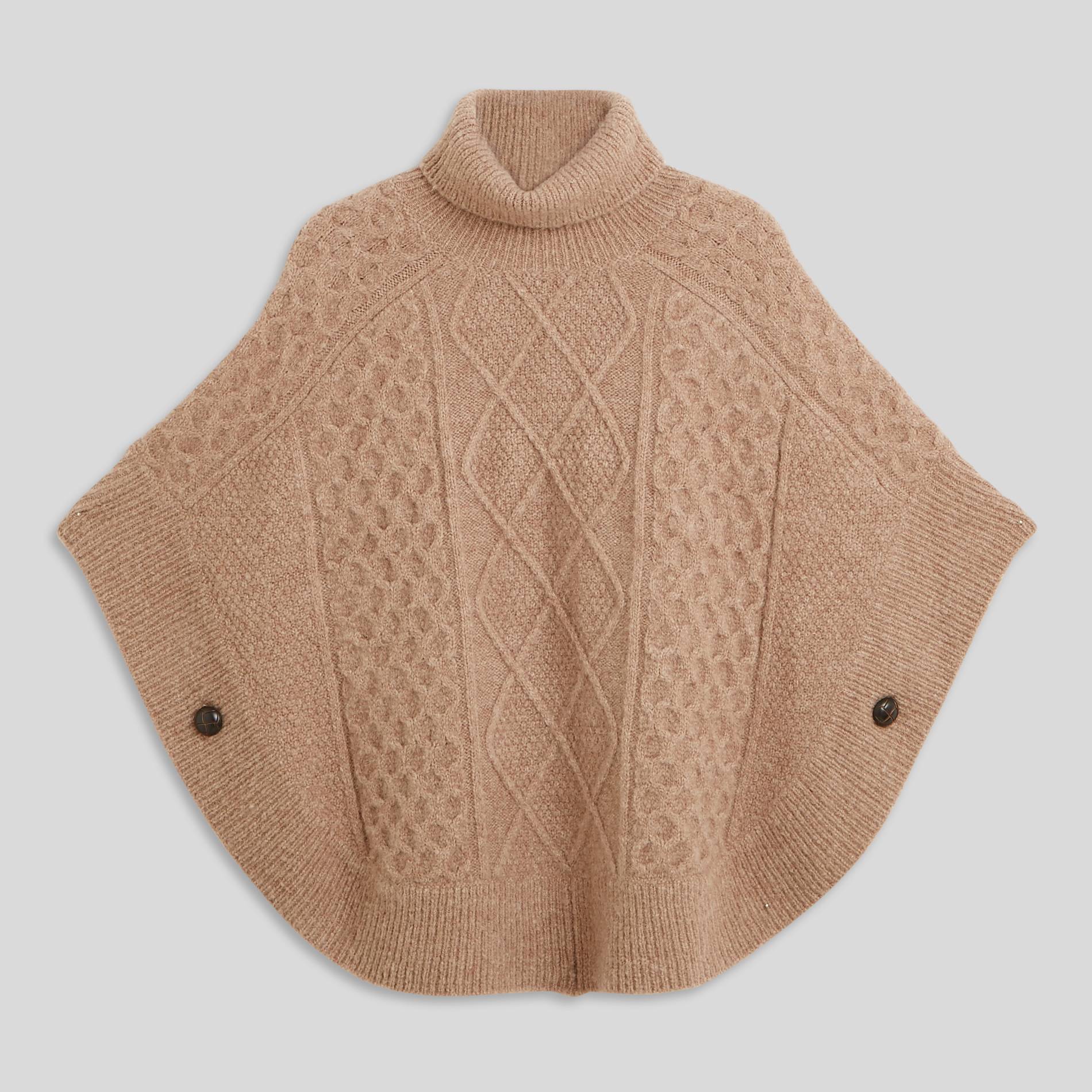 Cape en maille, Camel, large image number 1