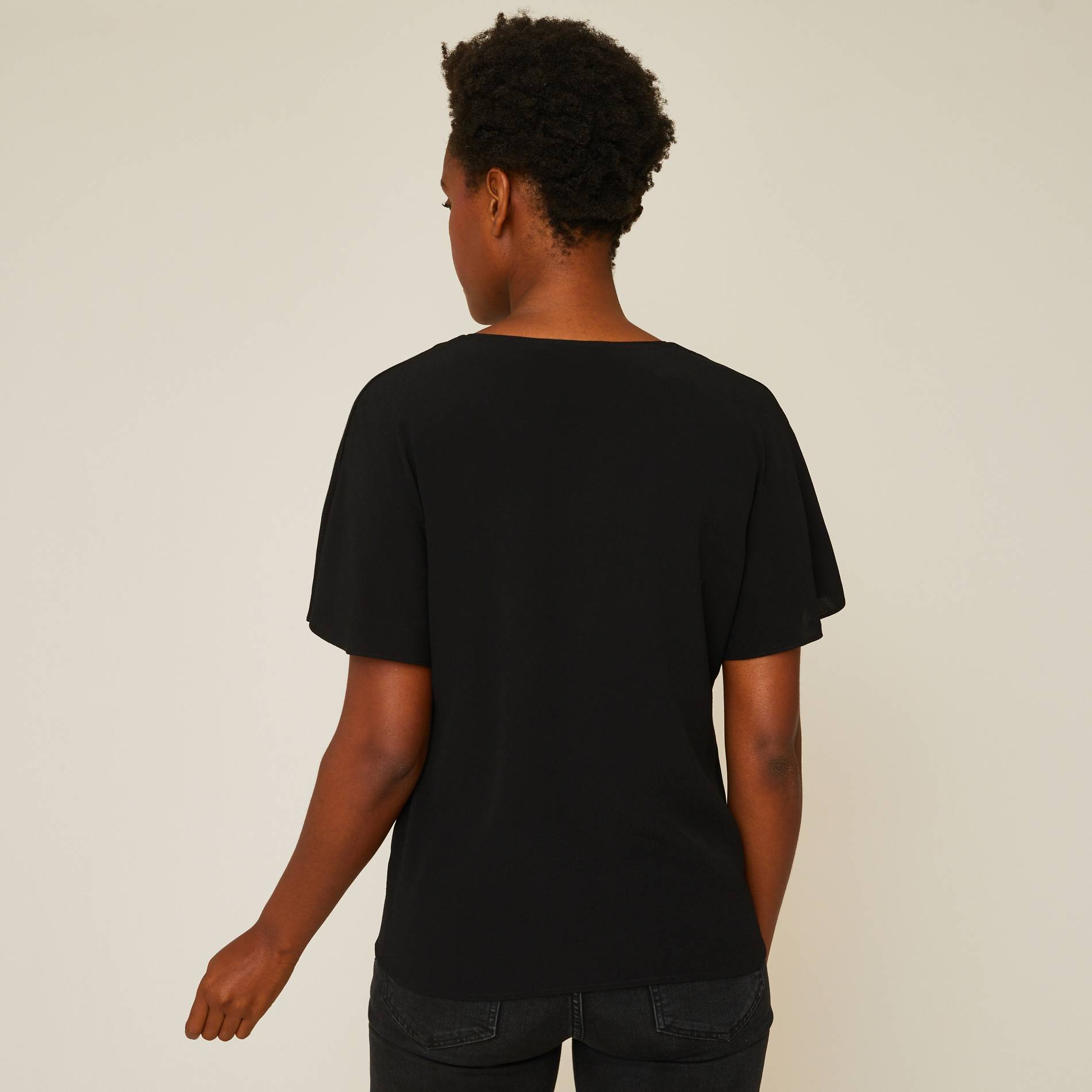 Top fluide manches courtes uni, Noir, large image number 1.0