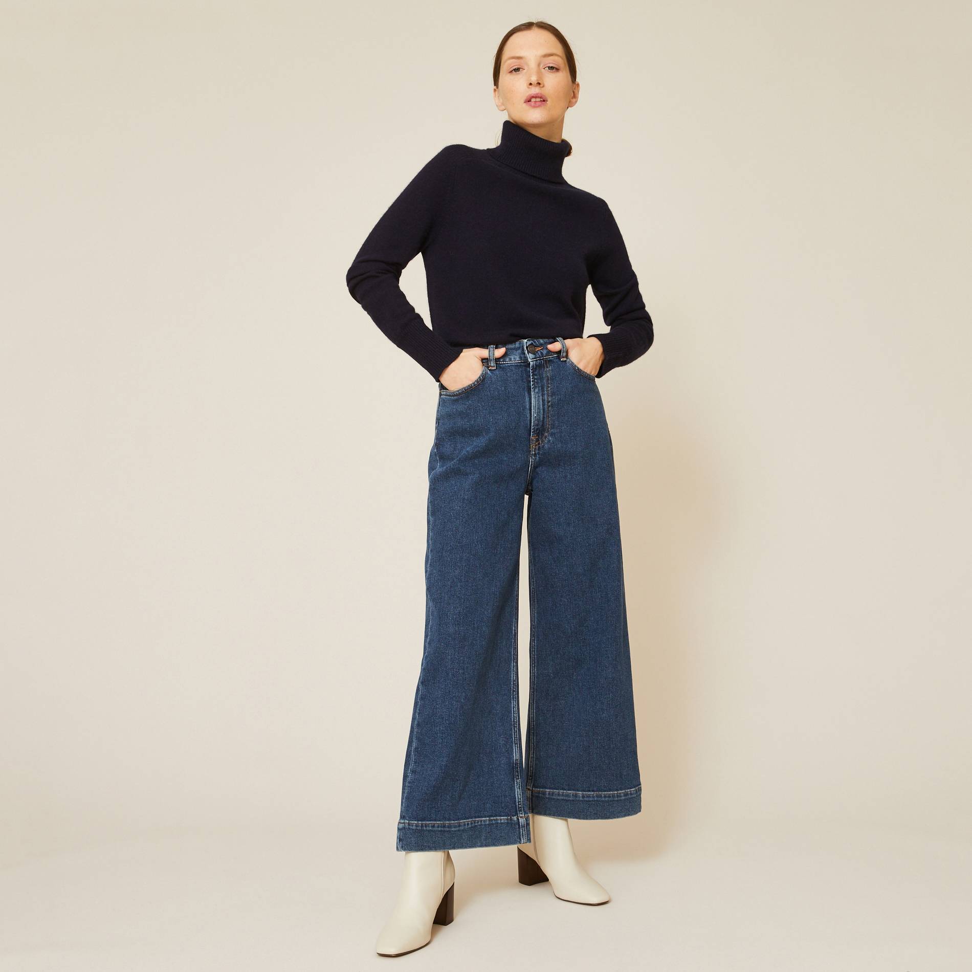 Jean brut jambes larges, Bleu marine, large image number 0.0