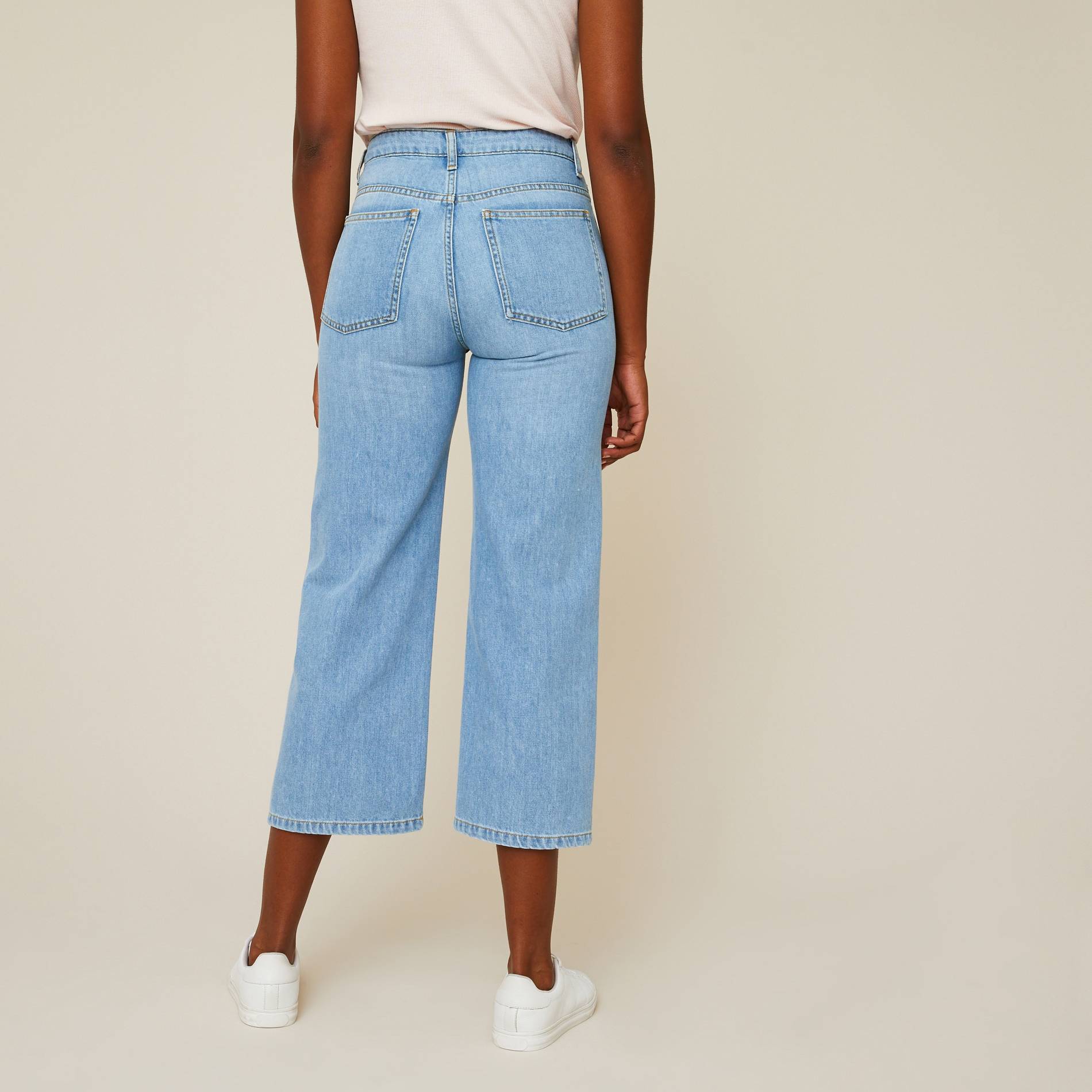 Jean bleach fluide jambes raccourcies, Bleu, large image number 1