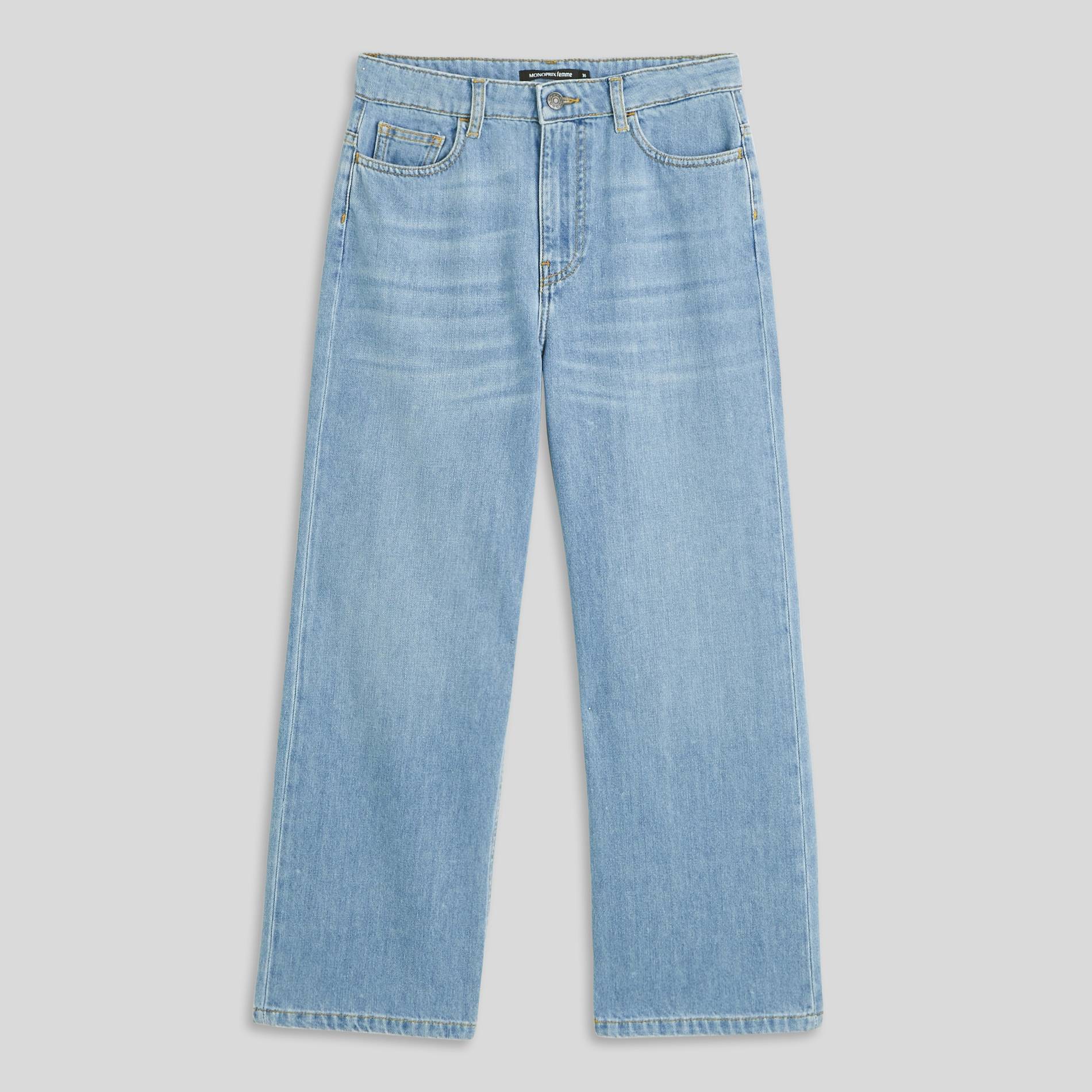 Jean bleach fluide jambes raccourcies, Bleu, large image number 2