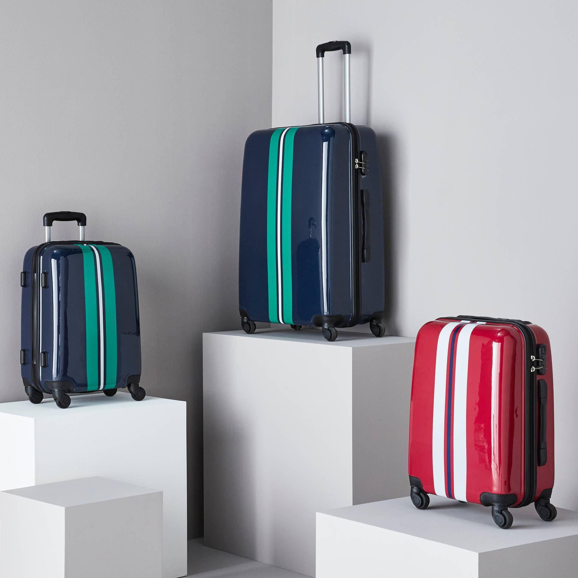 Valise rigide, 69cm, 4 roues, Bleu fonc&eacute;, large image number 2