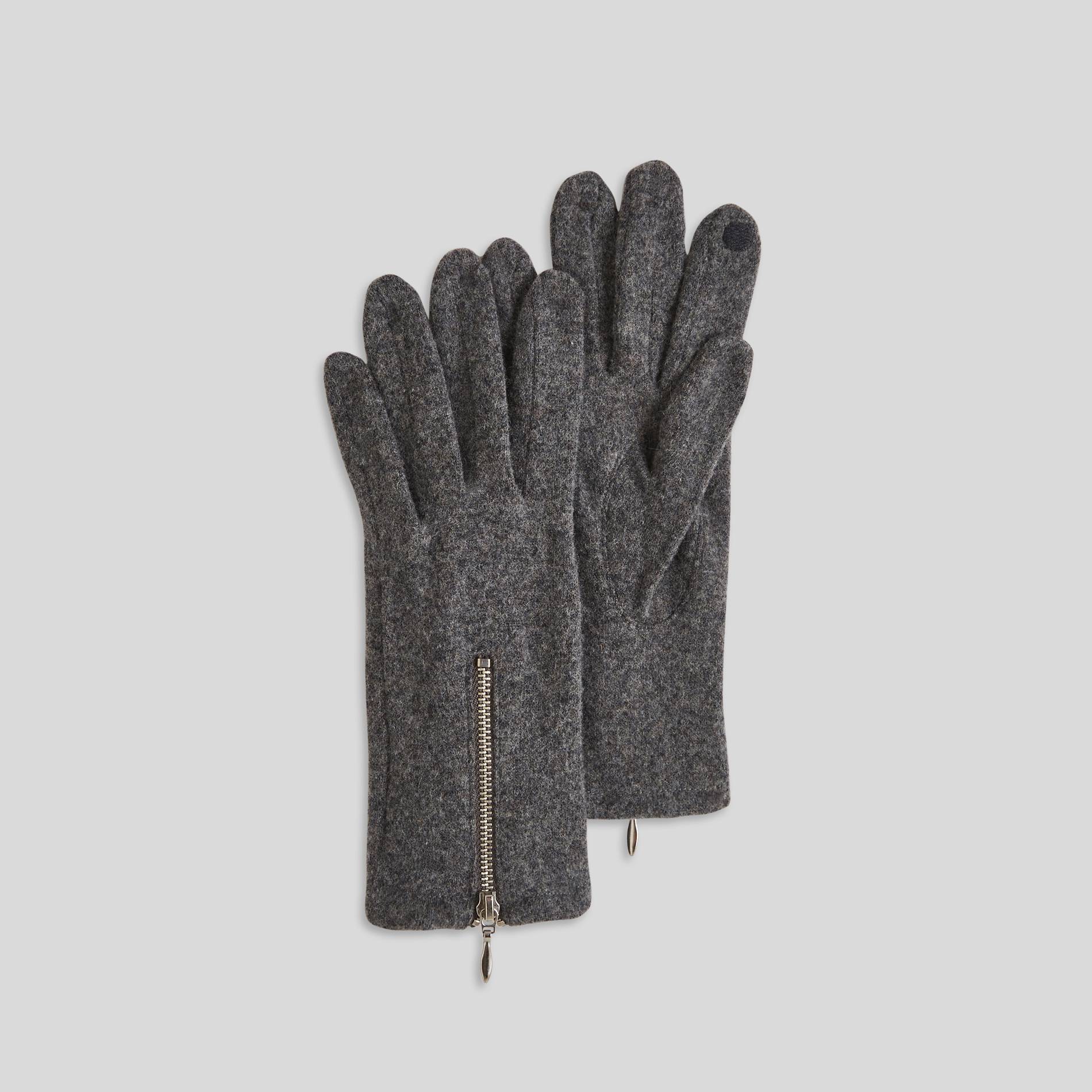 Gants en laine détail zip, Gris clair, large image number 0.0