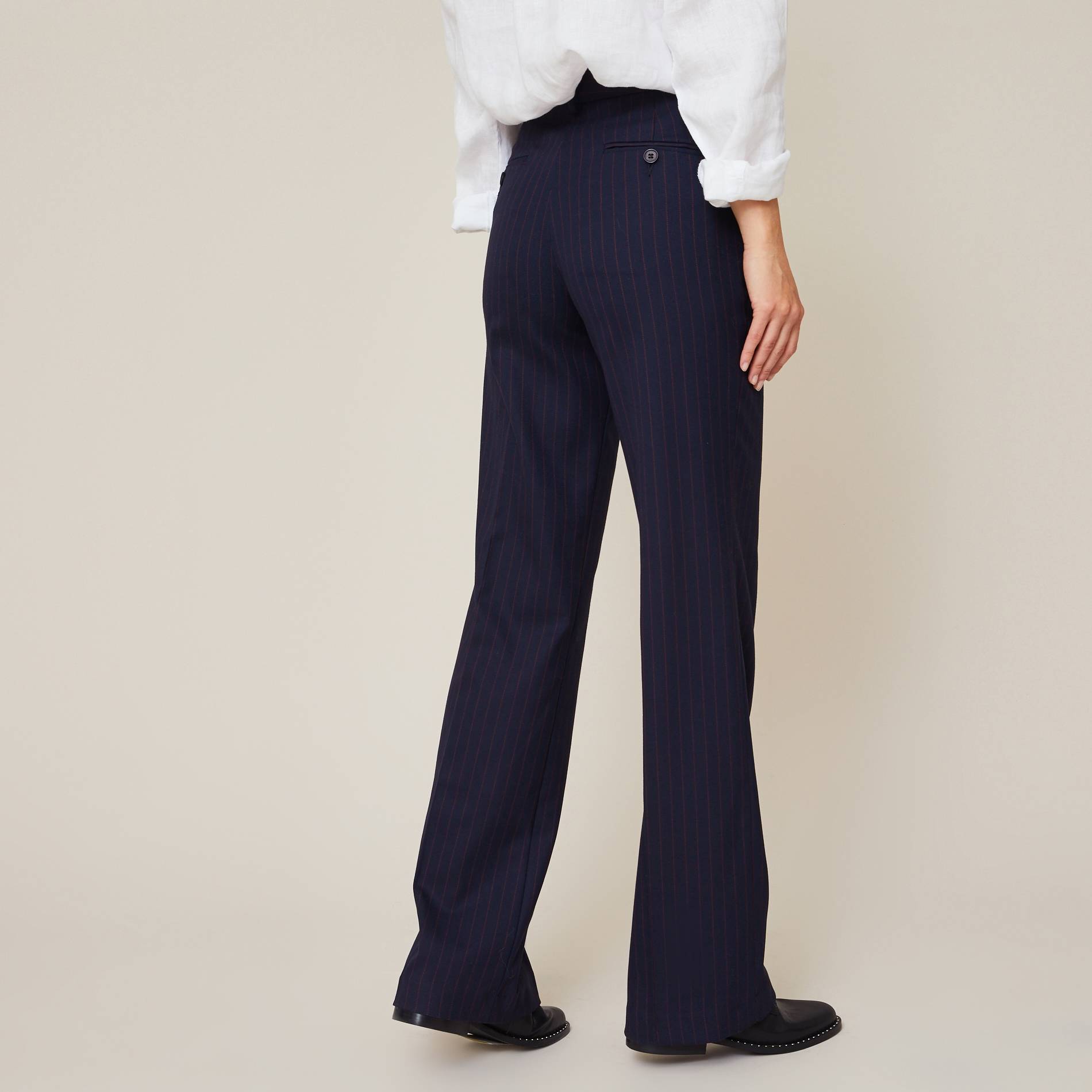 Pantalon large rayé, Bleu marine, large image number 1.0