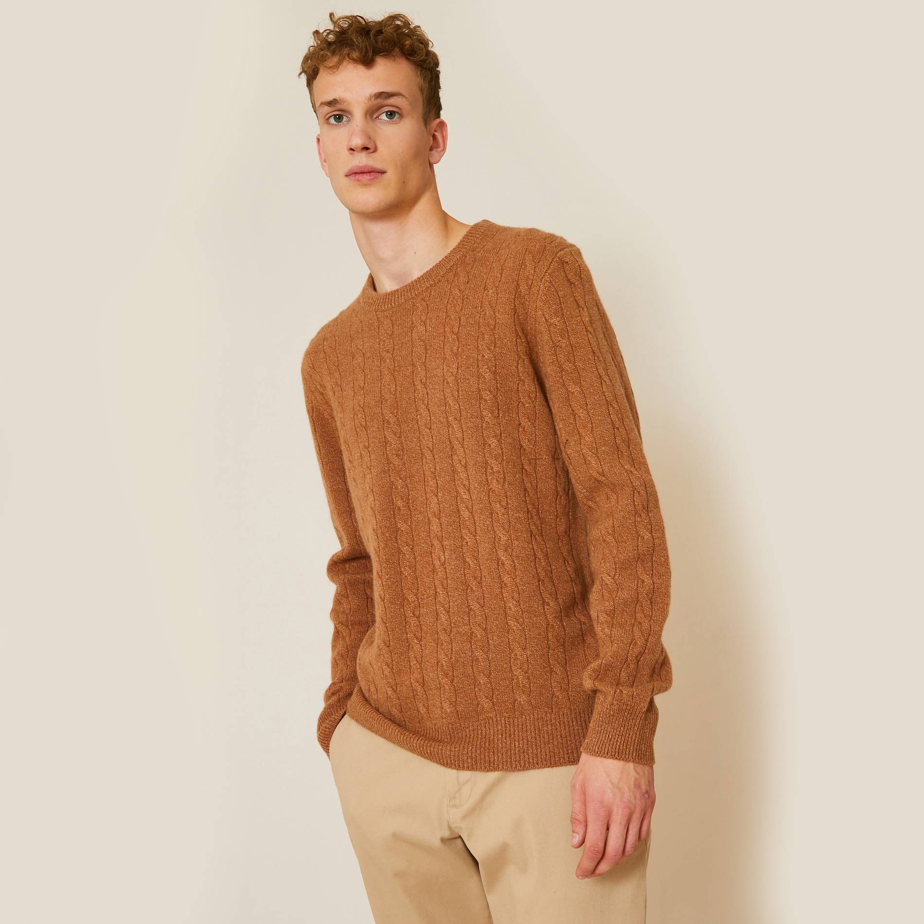 Pull en laine et cachemire, Caramel, large image number 0.0