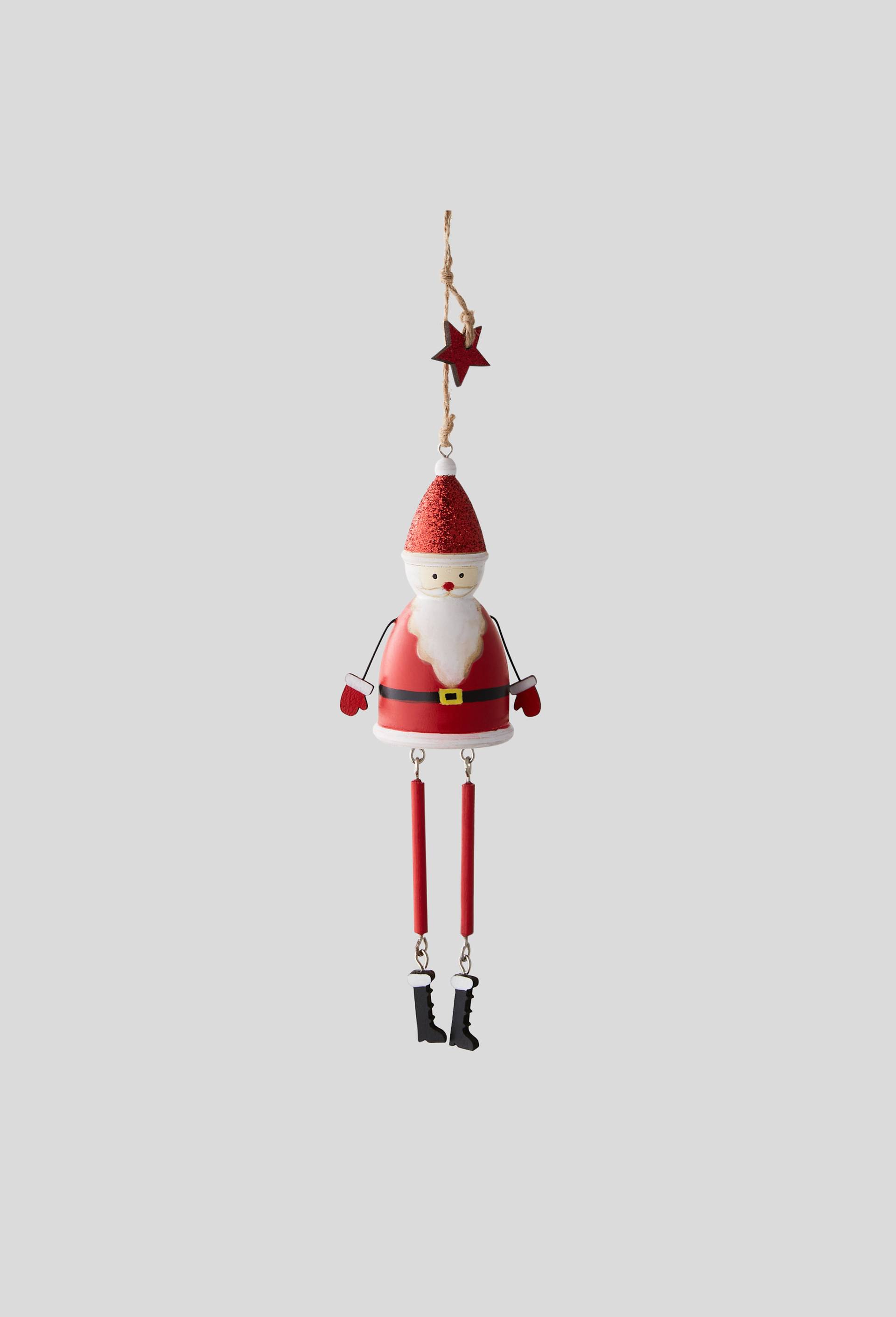 Ornement père noël avec de grande jambe en bois, Rouge, large image number 0