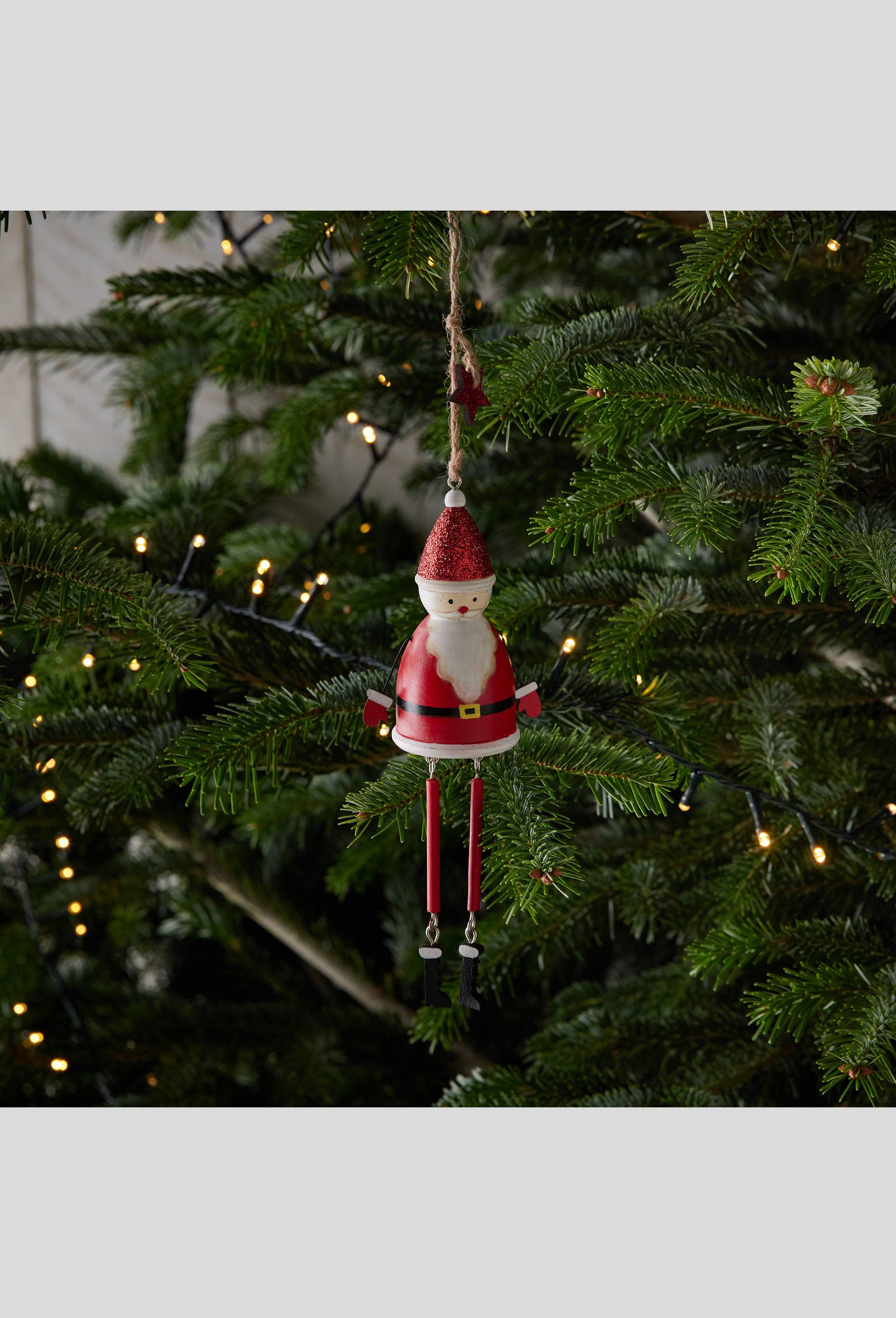 Ornement père noël avec de grande jambe en bois, Rouge, large image number 1