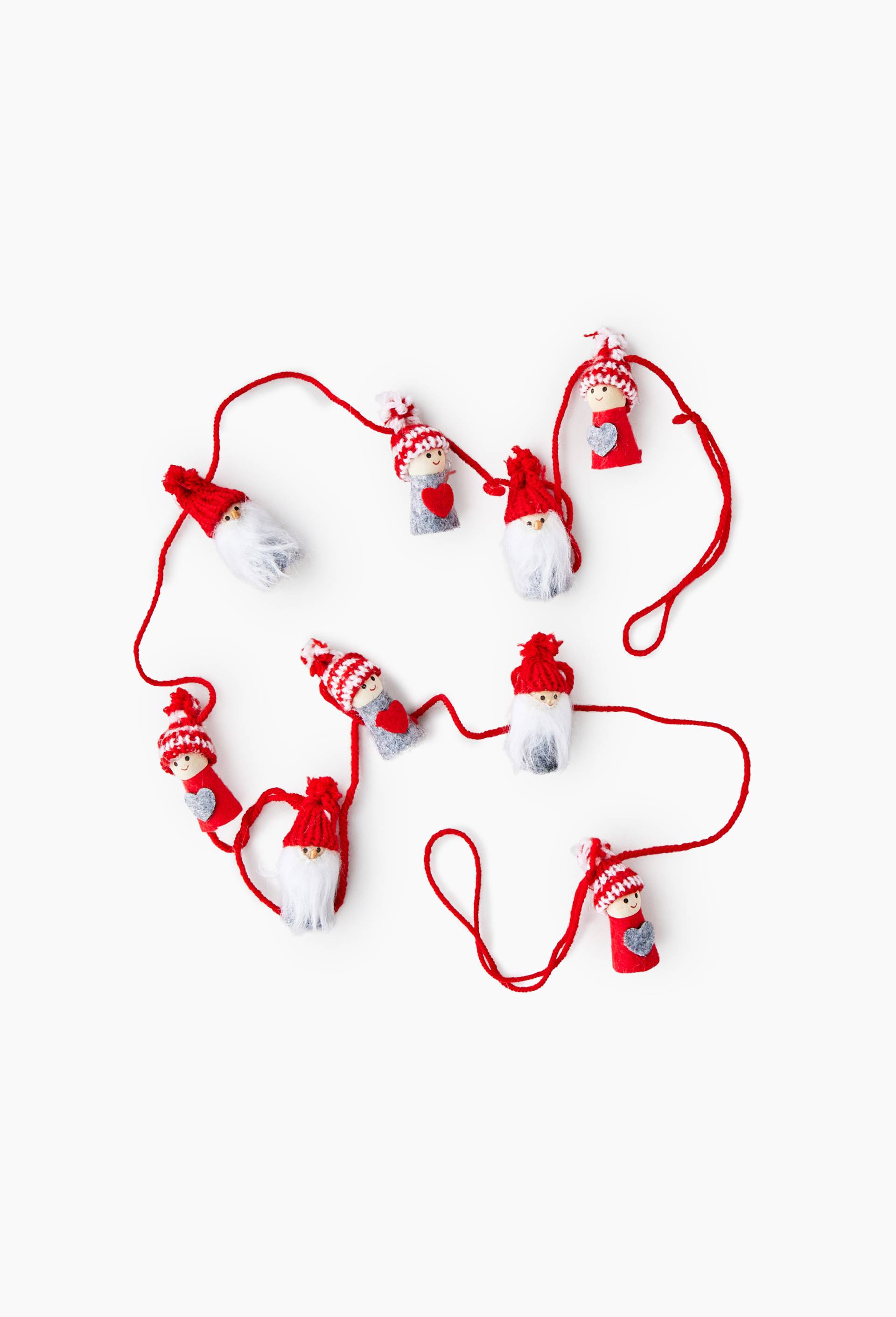 Guirlande personnages avec bonnet, 1.5M en tissu, Rouge, large image number 0