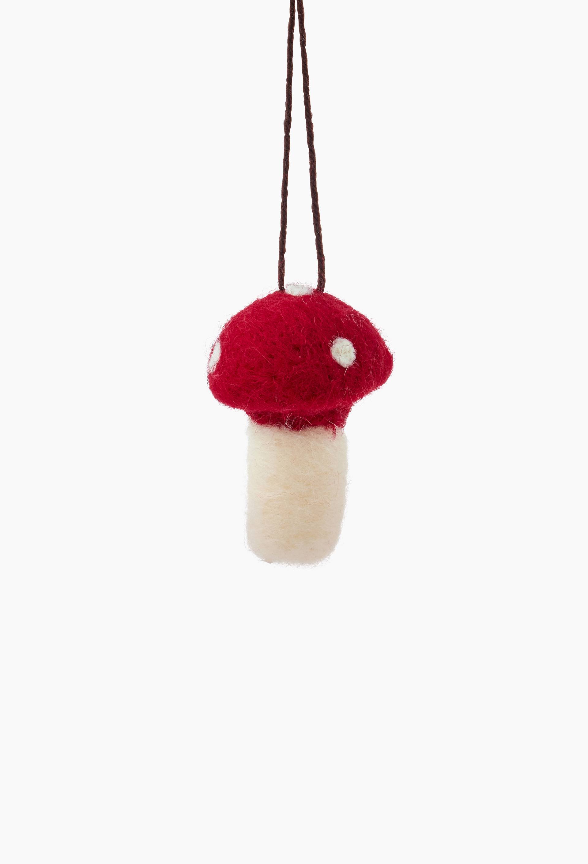 Ornement champignon, 6.5cm, en laine, Rouge, large image number 0