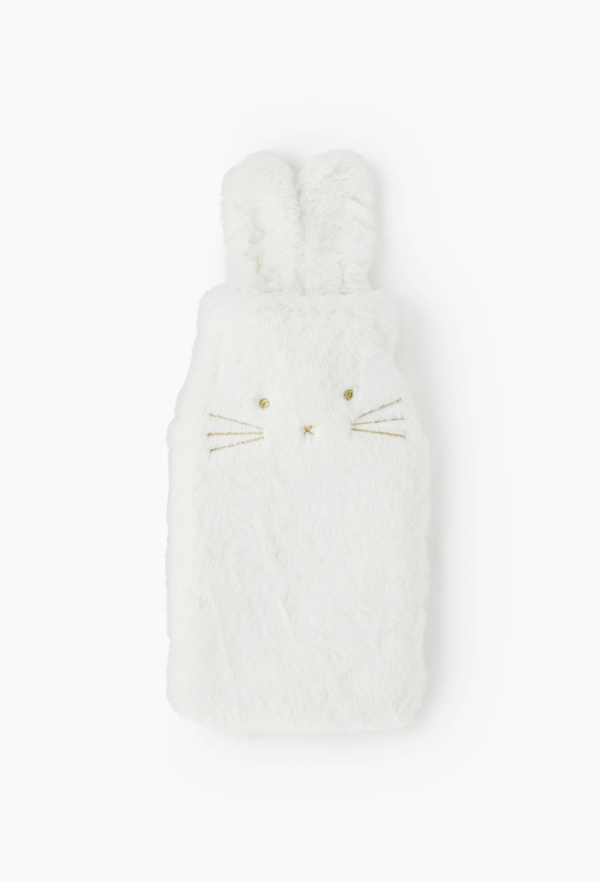 Bouillotte lapin, H26x L15 cm, en polyester, Ecru, large image number 0