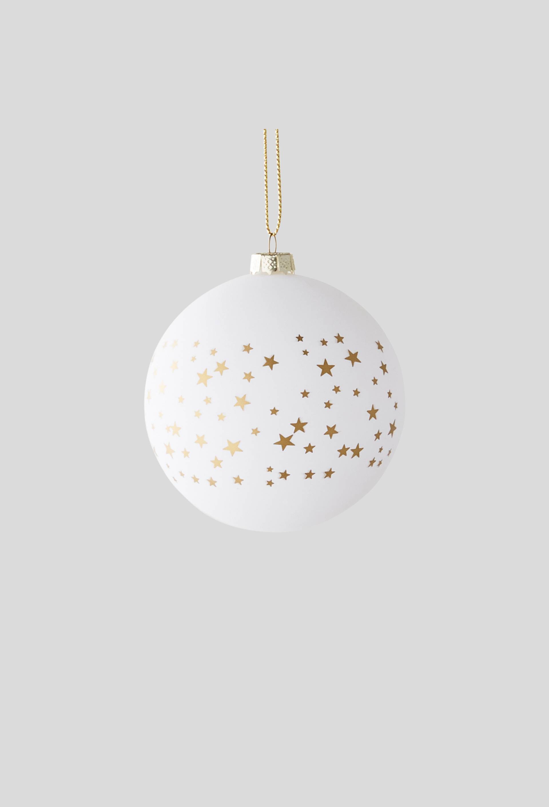 Boule de Noël, étoiles dorées, Blanc, large image number 0