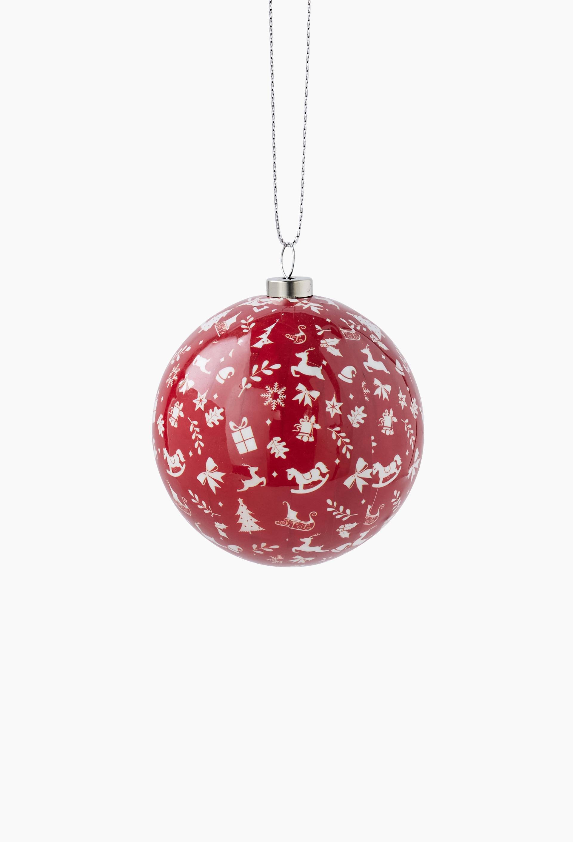 Boule d&eacute;cors de No&euml;l, 7cm, en papier, Rouge, large image number 0