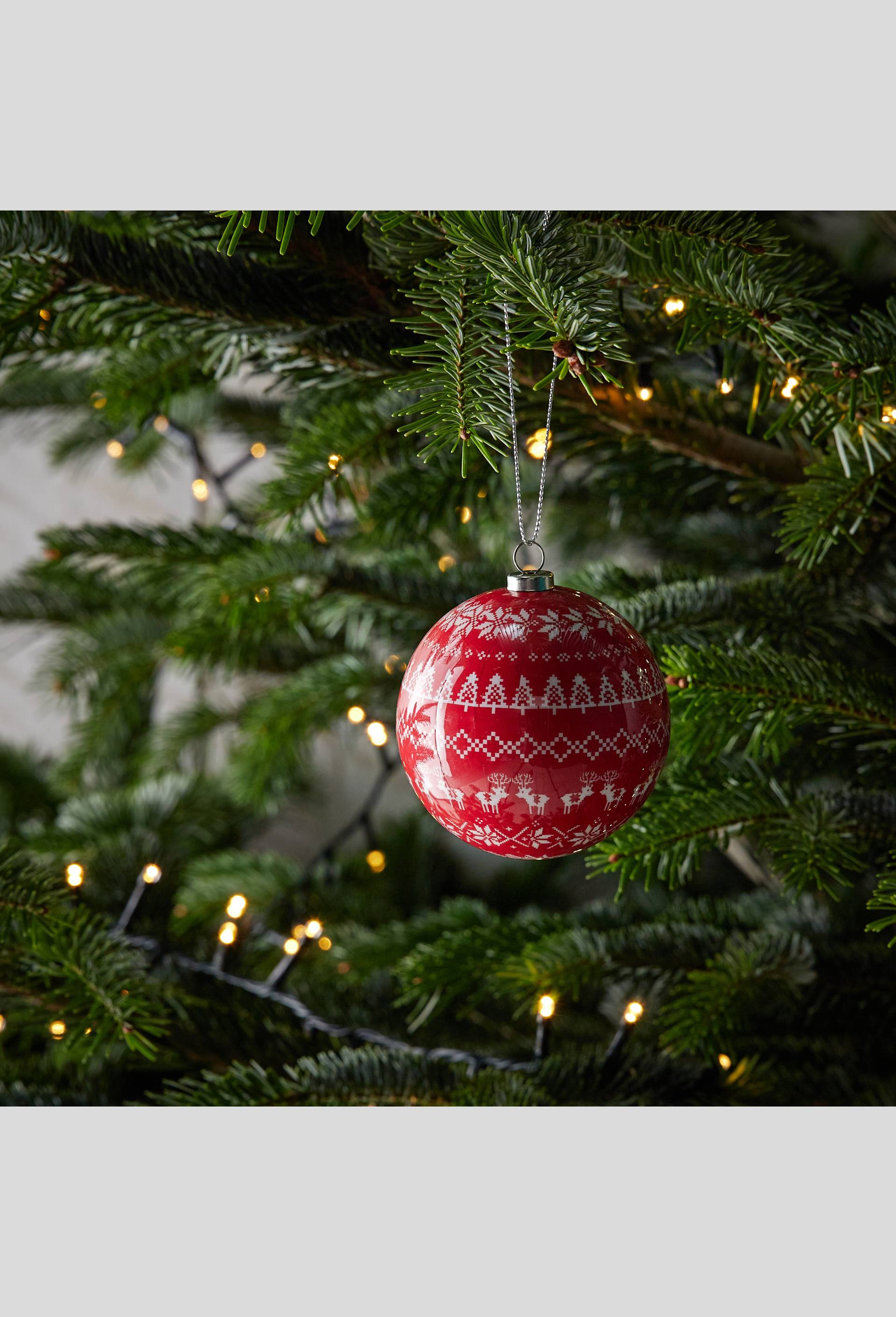 Boule décors, 7cm, en papier, Rouge, large image number 1